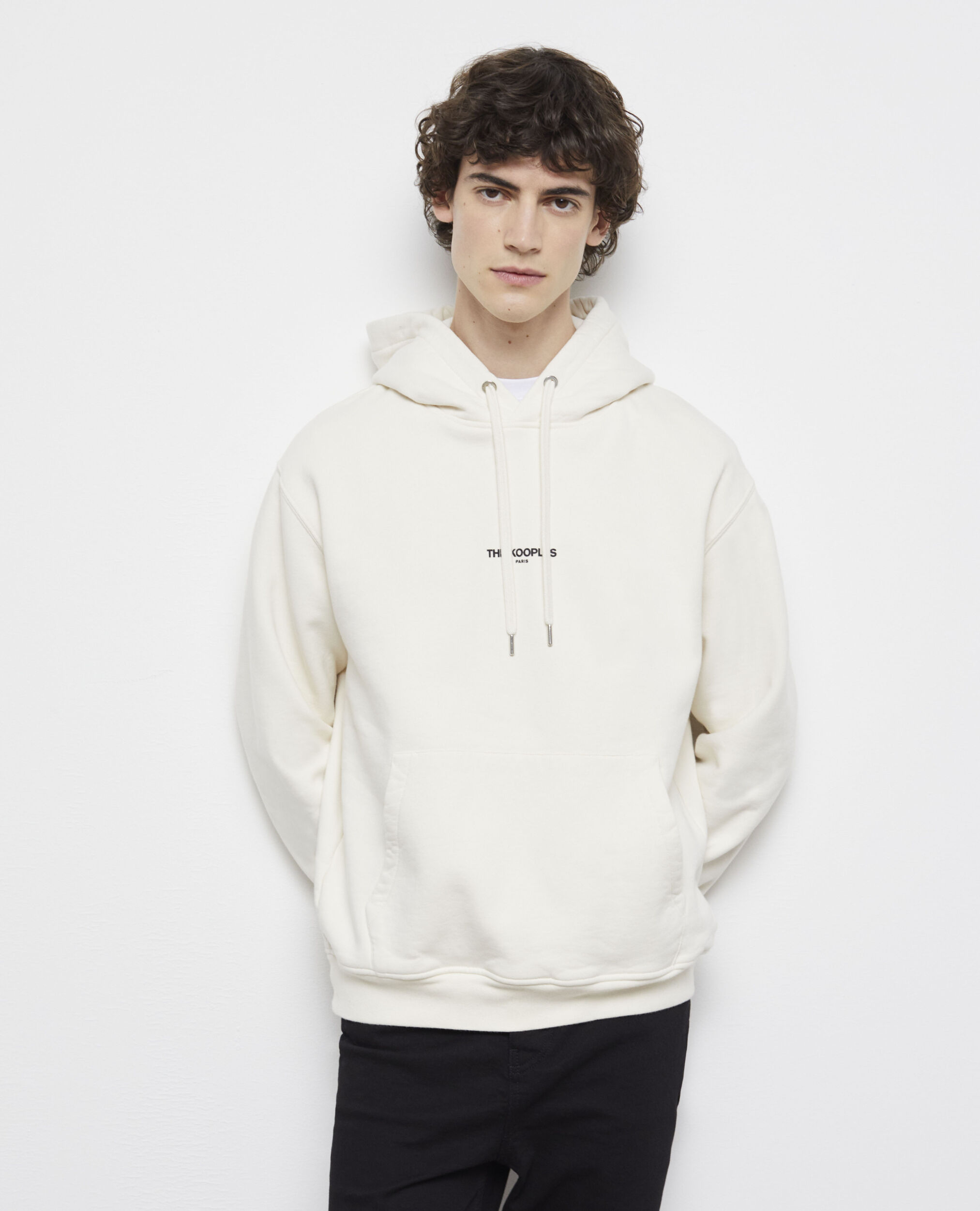 Ecru hoodie with pouch pocket OFF WHITE