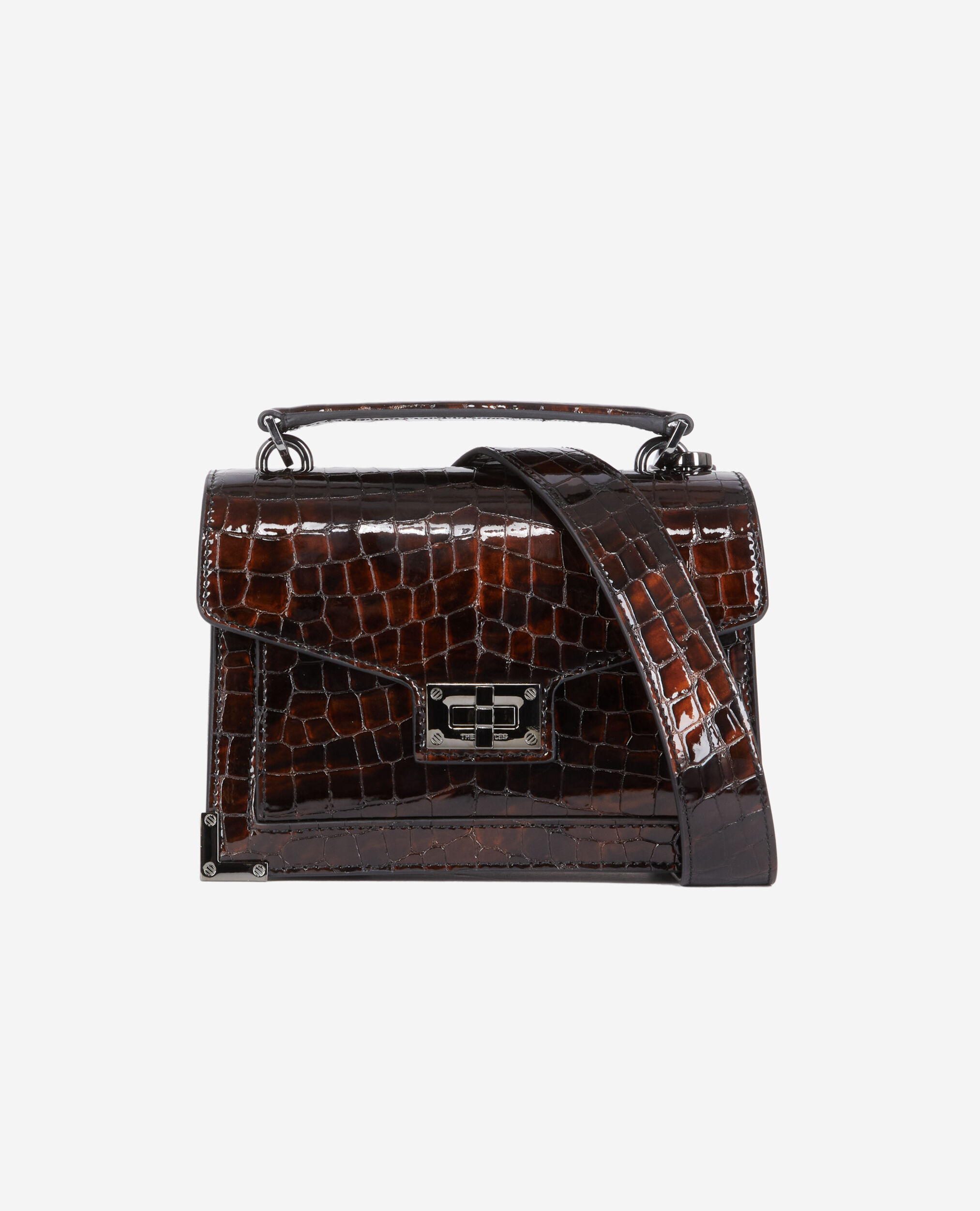 Small Emily bag in brown crocodile-effect leather BROWN