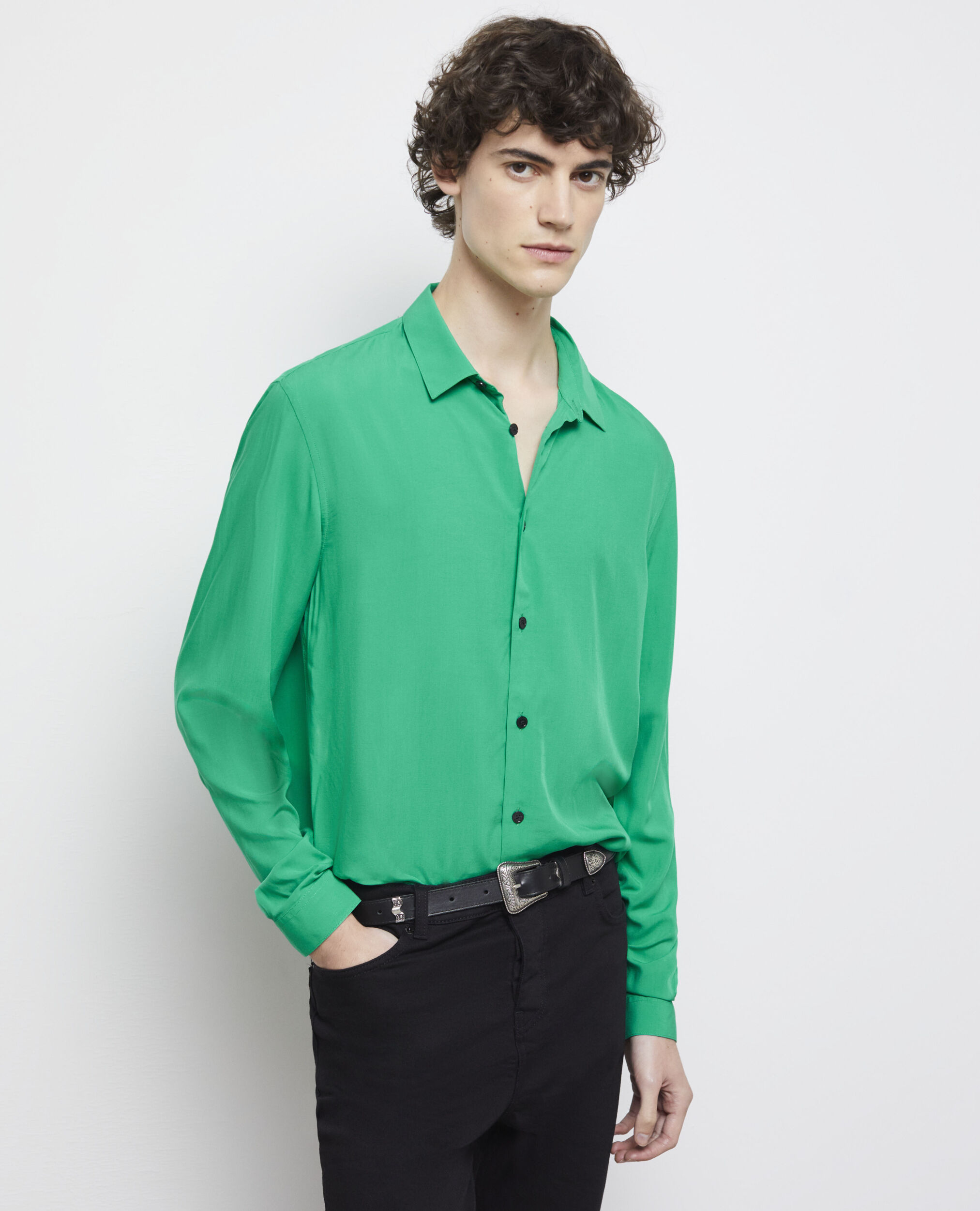 Classic collar green shirt GREEN