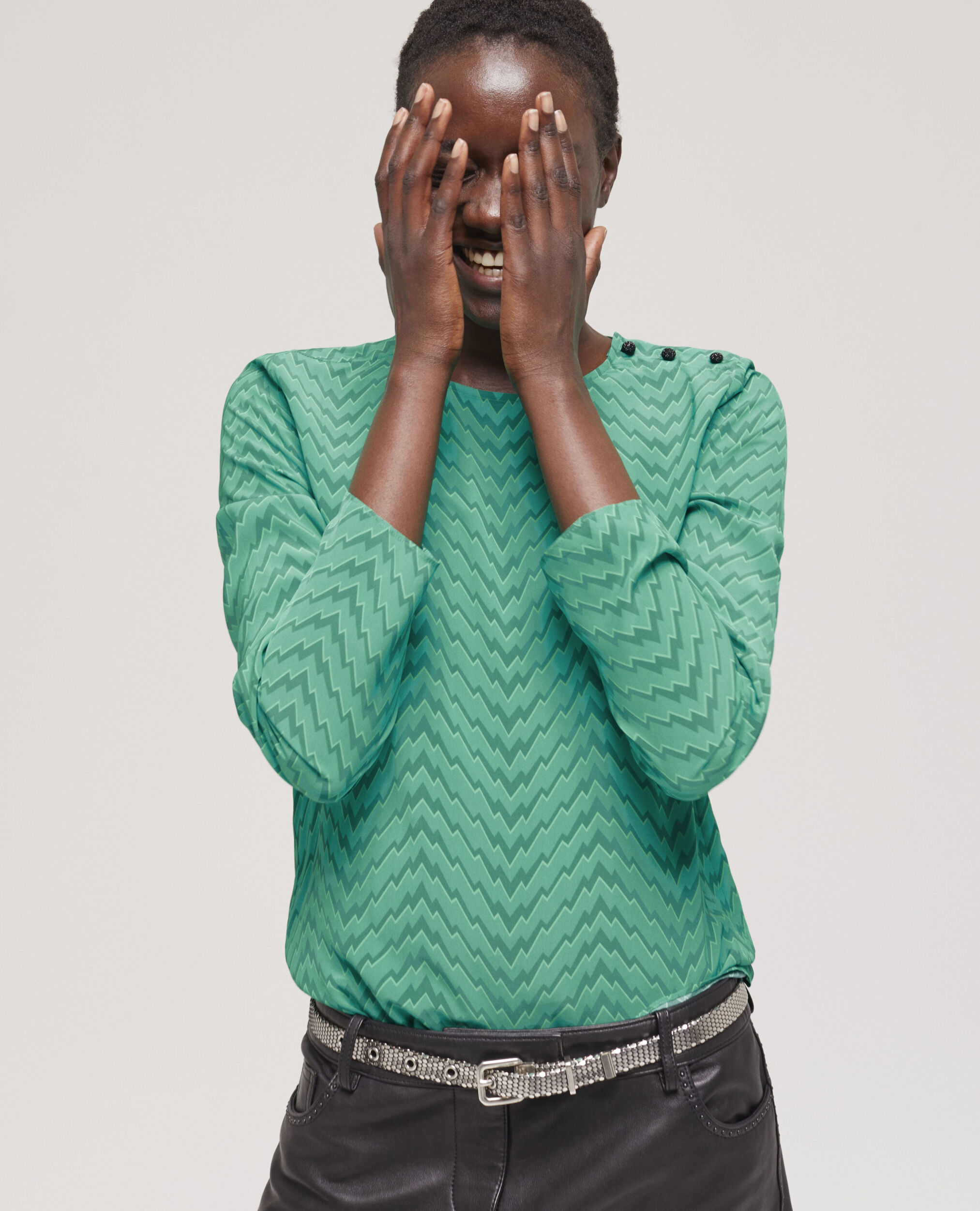 Printed green top GREEN