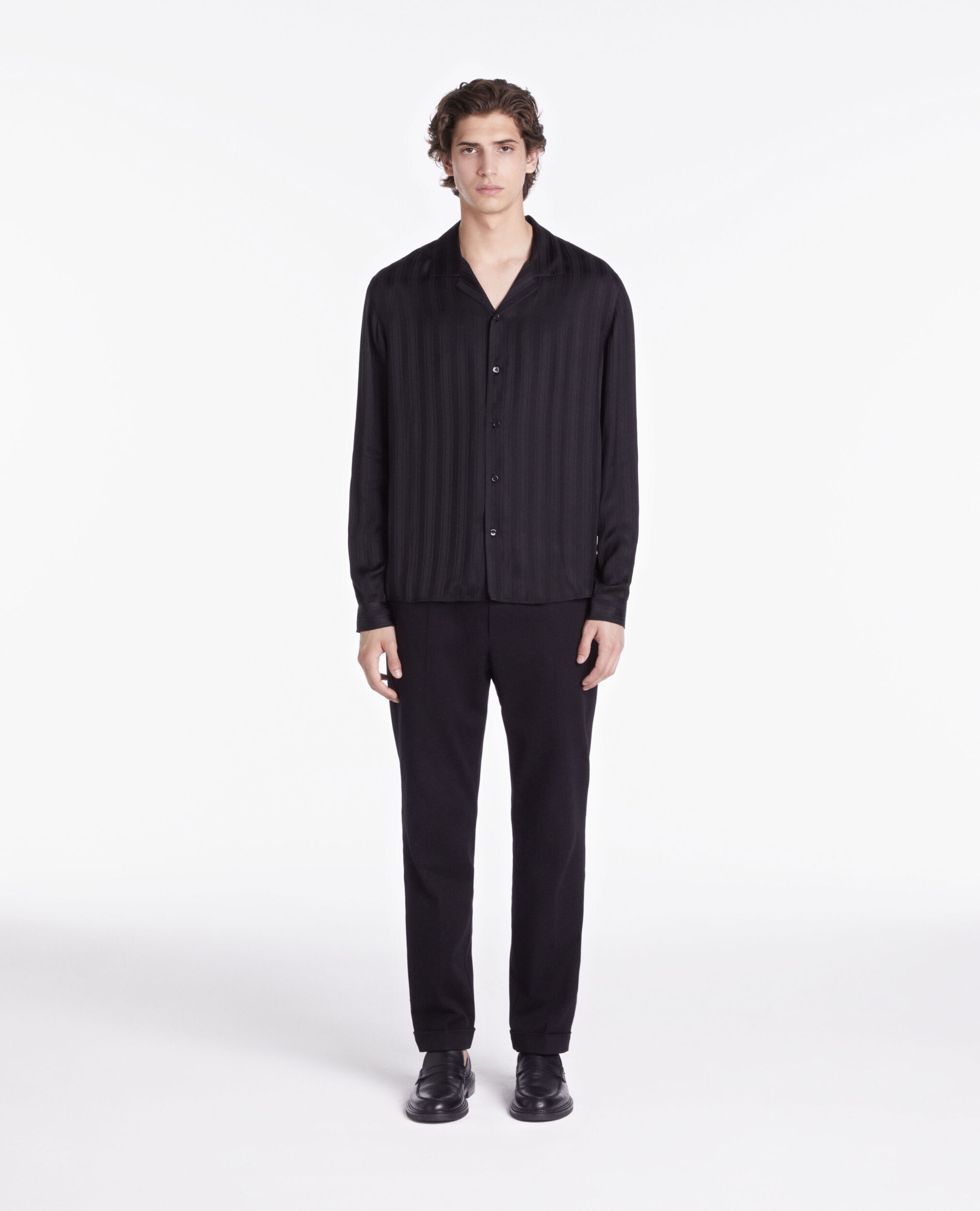 Black striped jacquard shirt BLACK