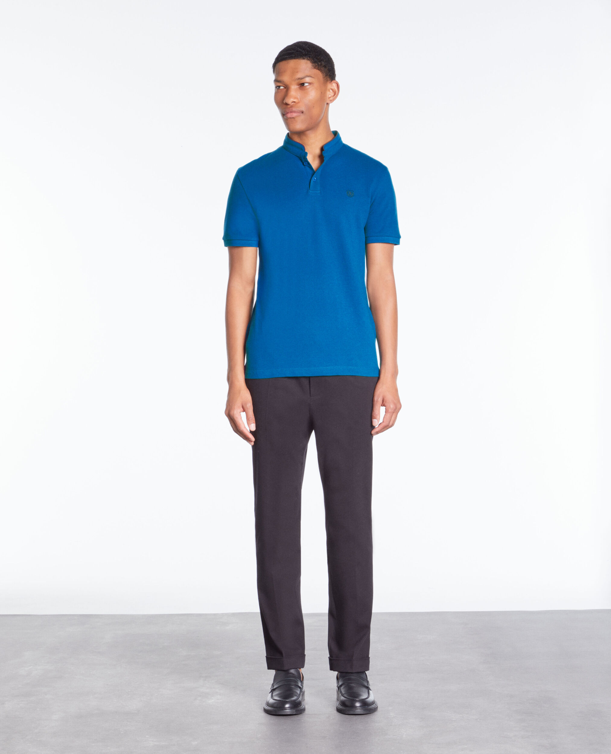 Blue cotton polo t-shirt MEDIUM BLUE
