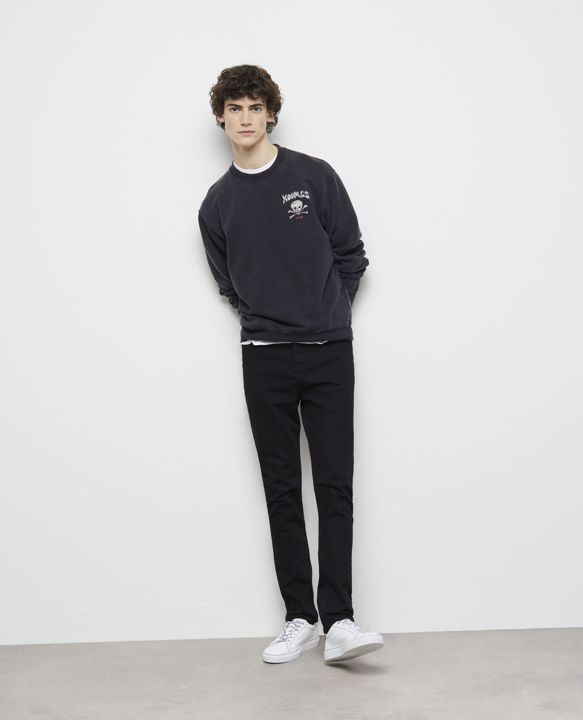 Black screen print sweatshirt BLACK WASHED