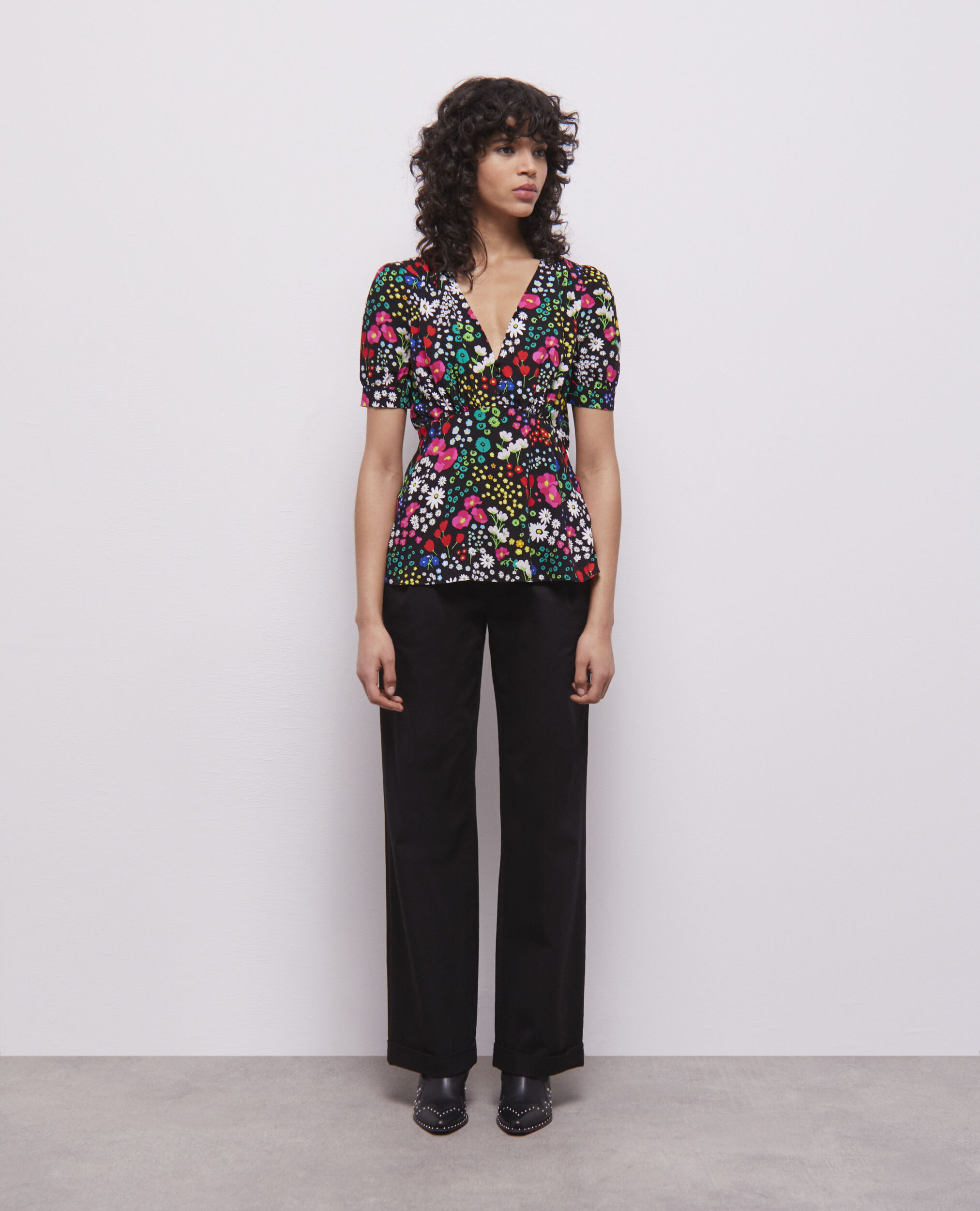 Printed top with buttoning MULTICOLOR
