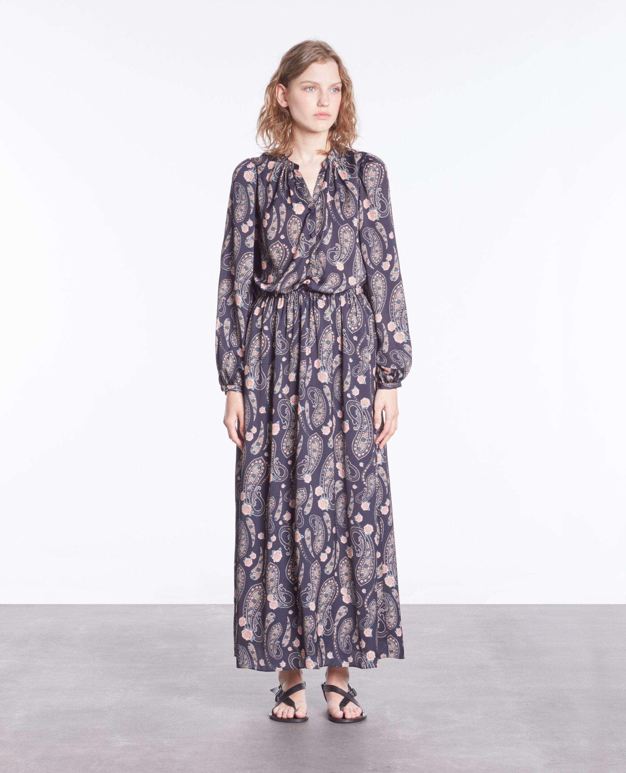 Long printed dress BLACK / PINK