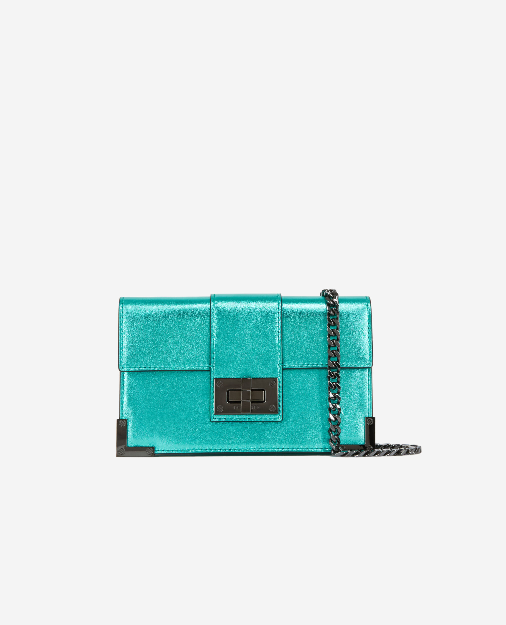 Small Emily clutch bag in green leather GREEN