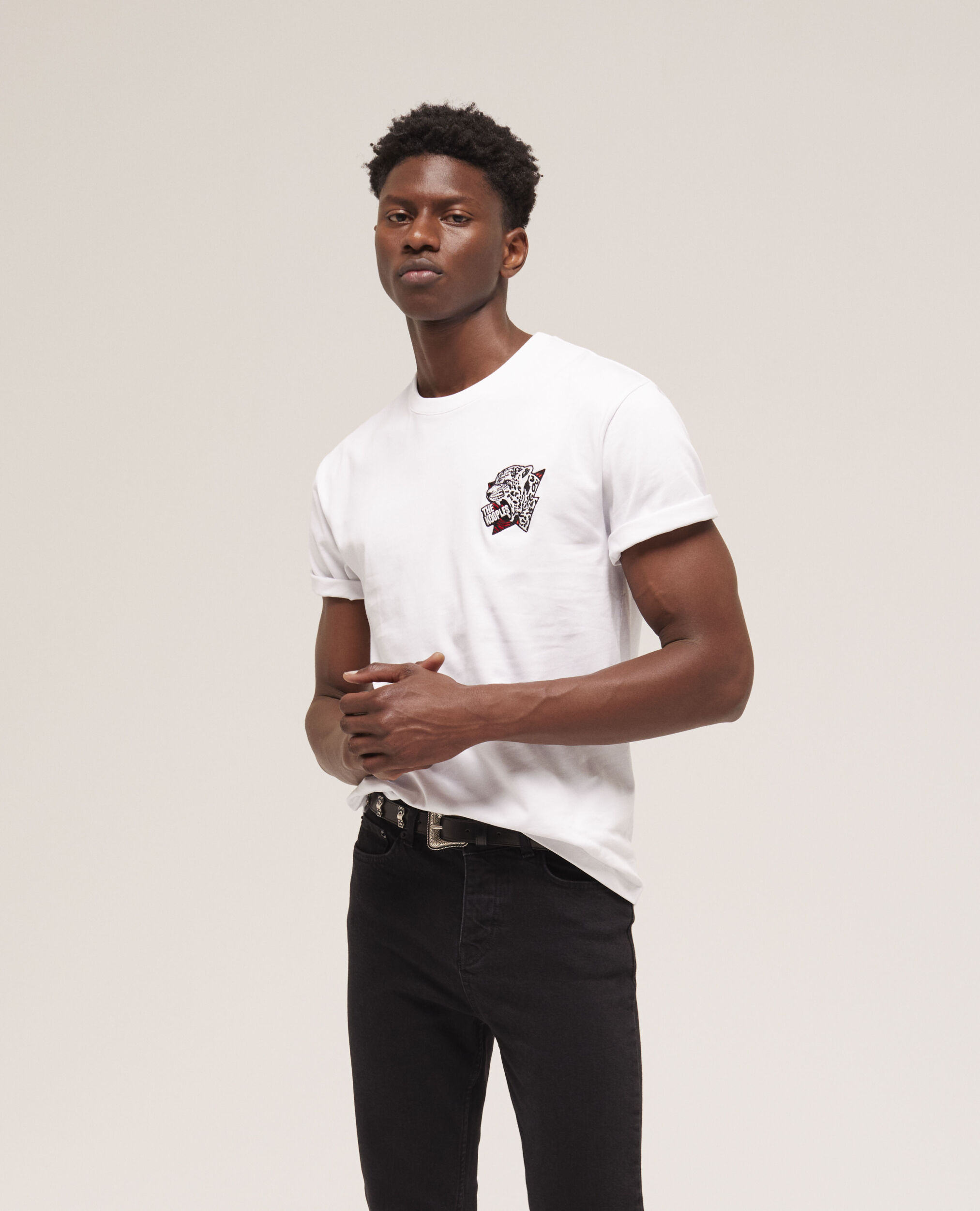 Men's white screen print t-shirt WHITE