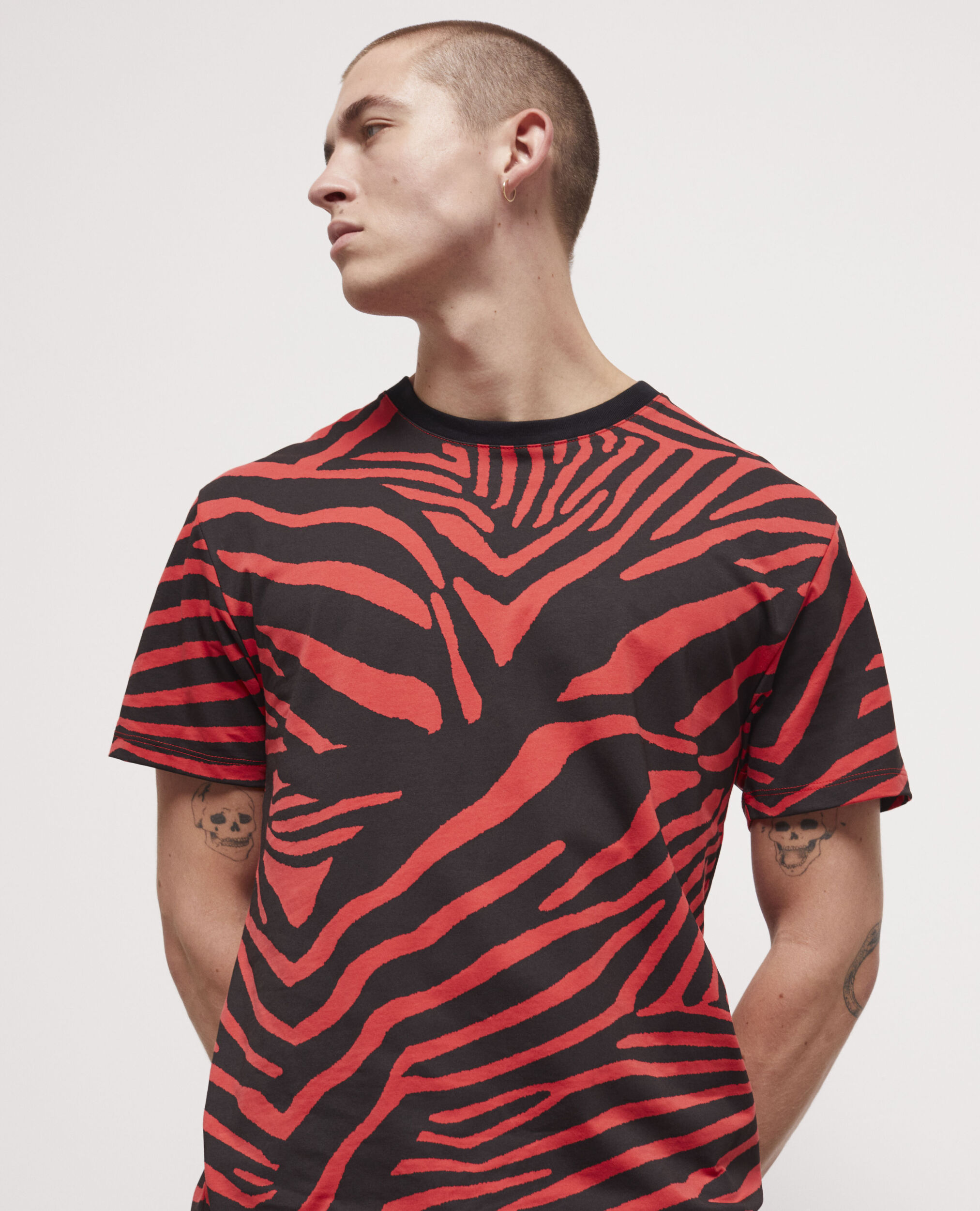 Men's red printed t-shirt RED / BLACK