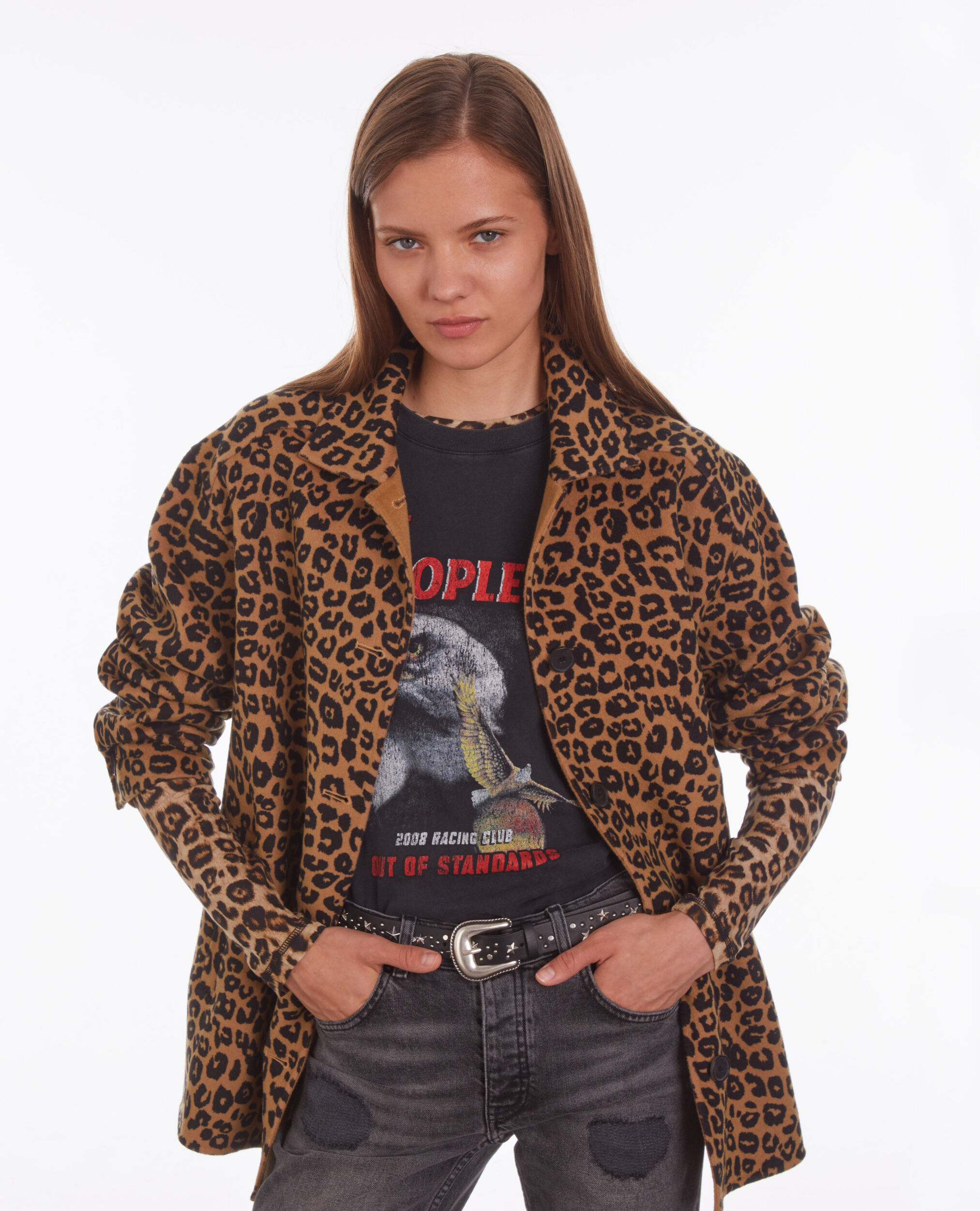 Leopard overshirt jacket in wool blend LEOPARD