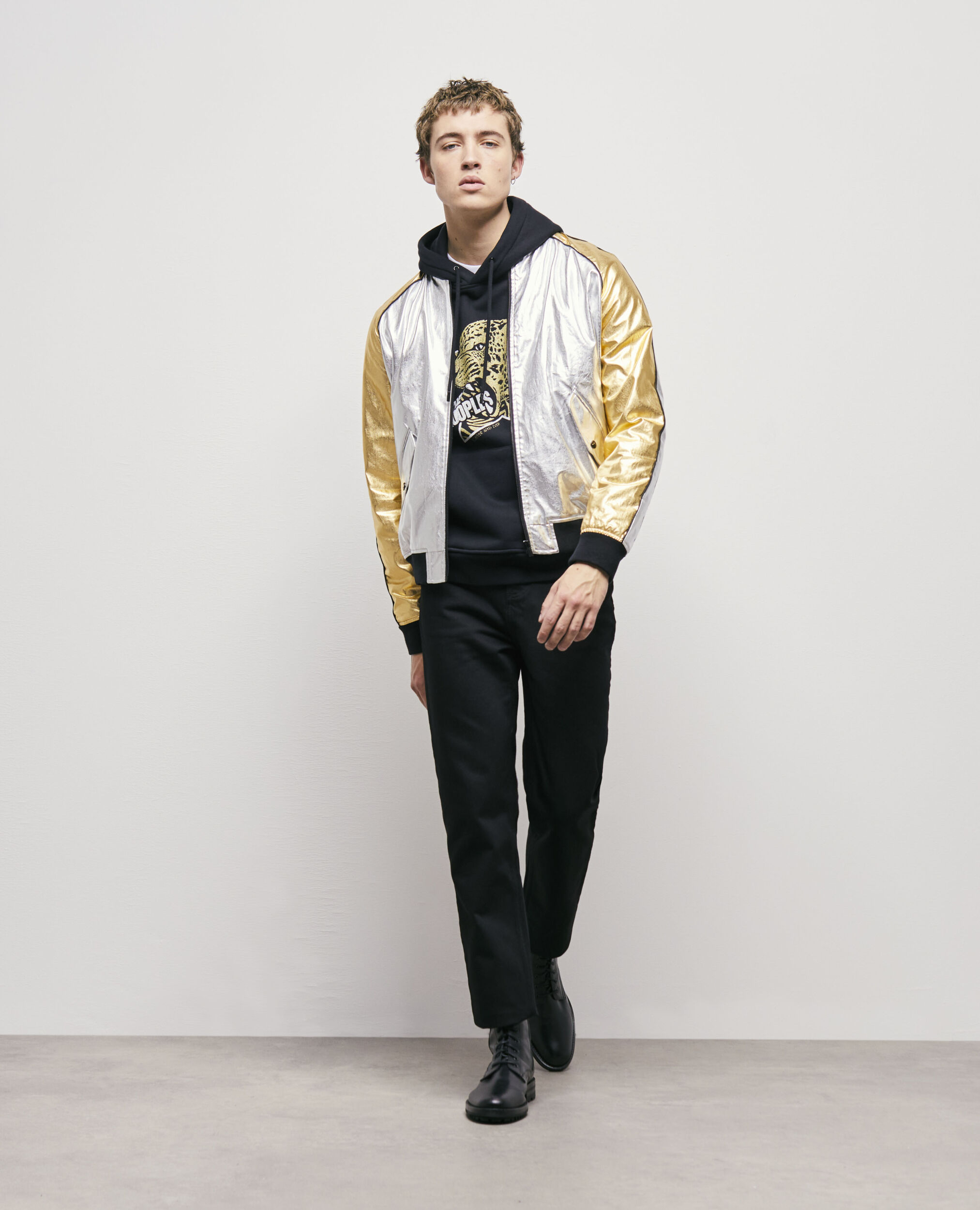 Two-tone bomber jacket SILVER / GOLD