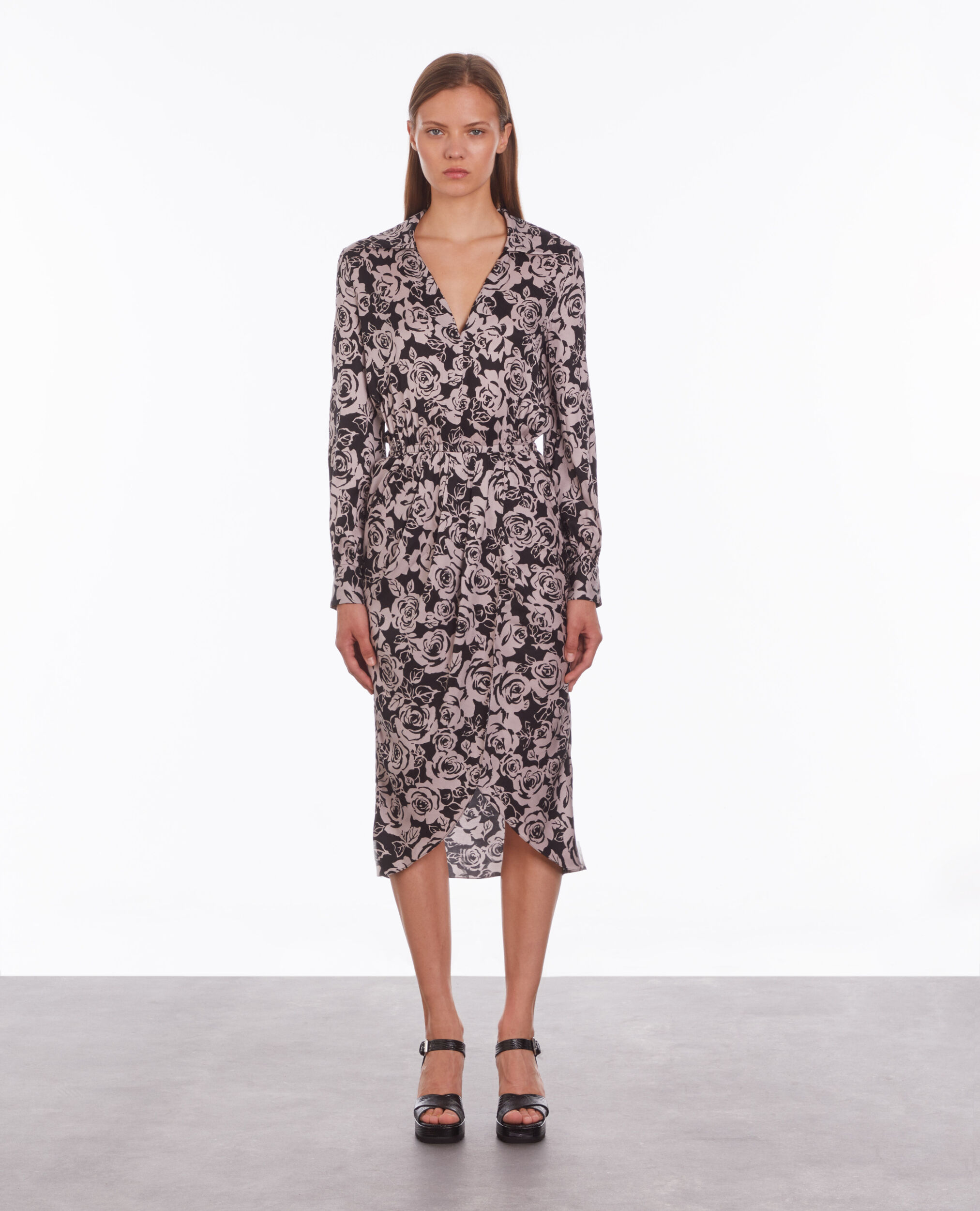 Printed midi dress BLACK / PINK