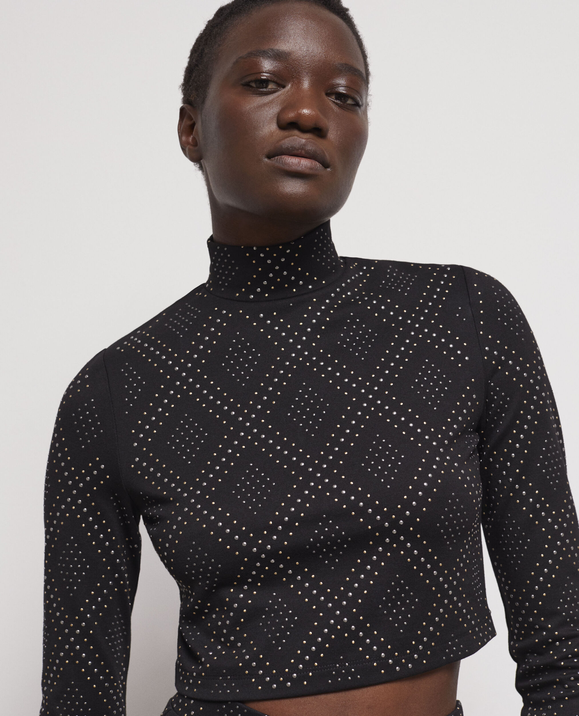 Black top with rhinestones BLACK