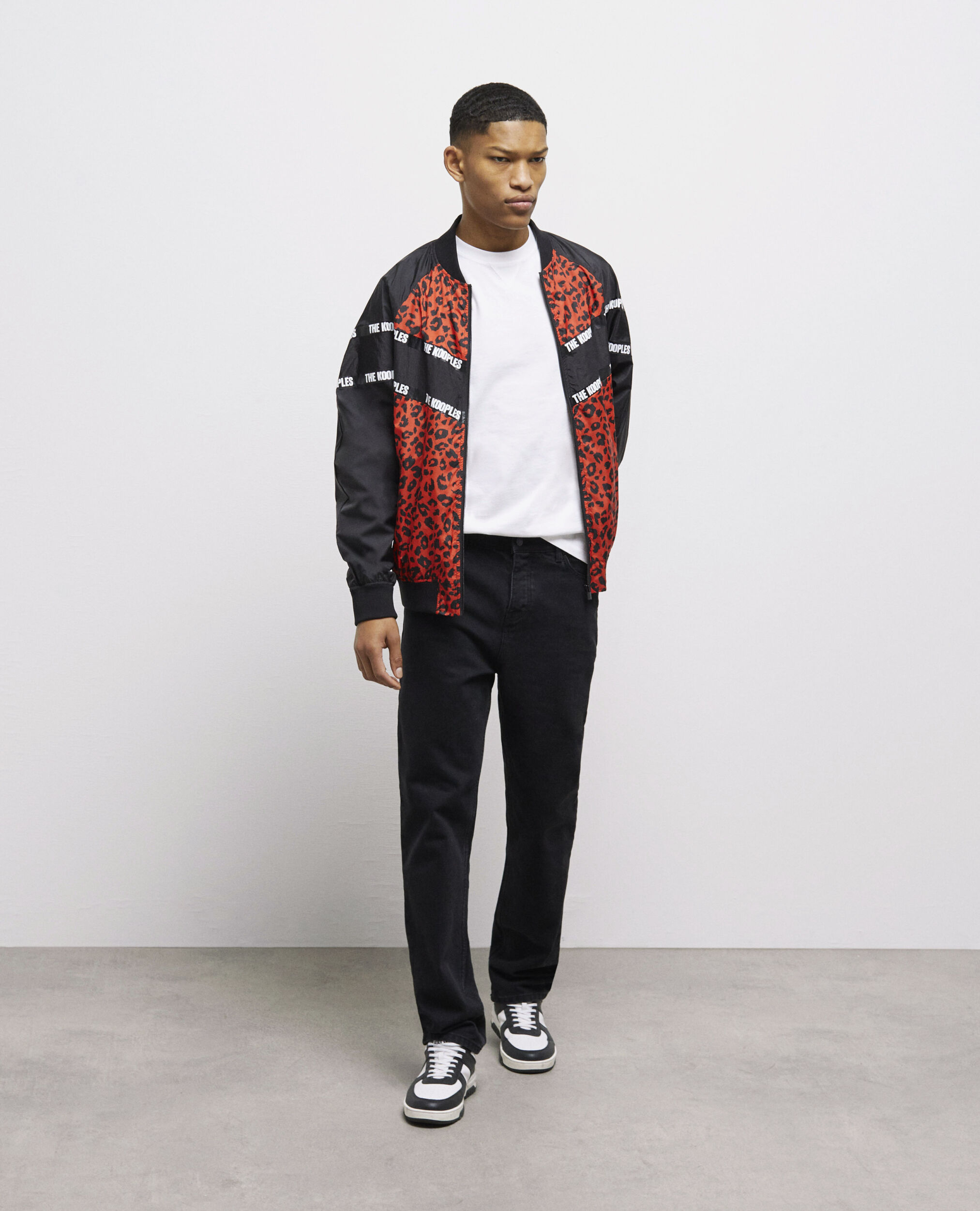 Two-tone jacket with logo bands MULTICOLOR