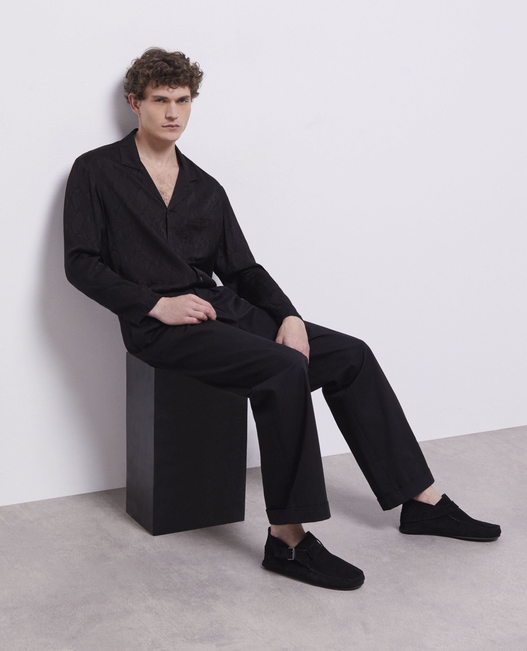 Black suede leather shoes BLACK