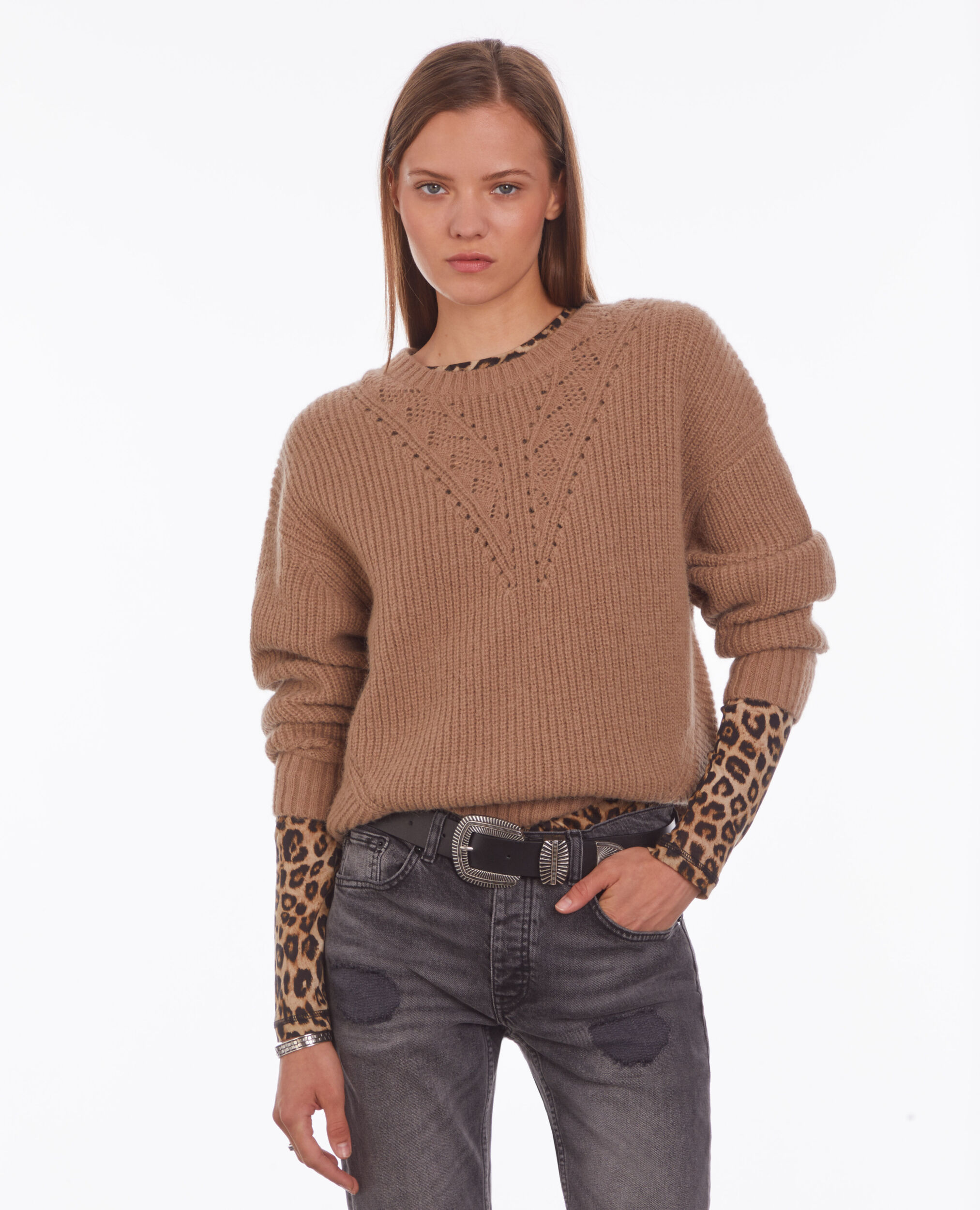 Camel wool-blend sweater BROWN-BEIGE
