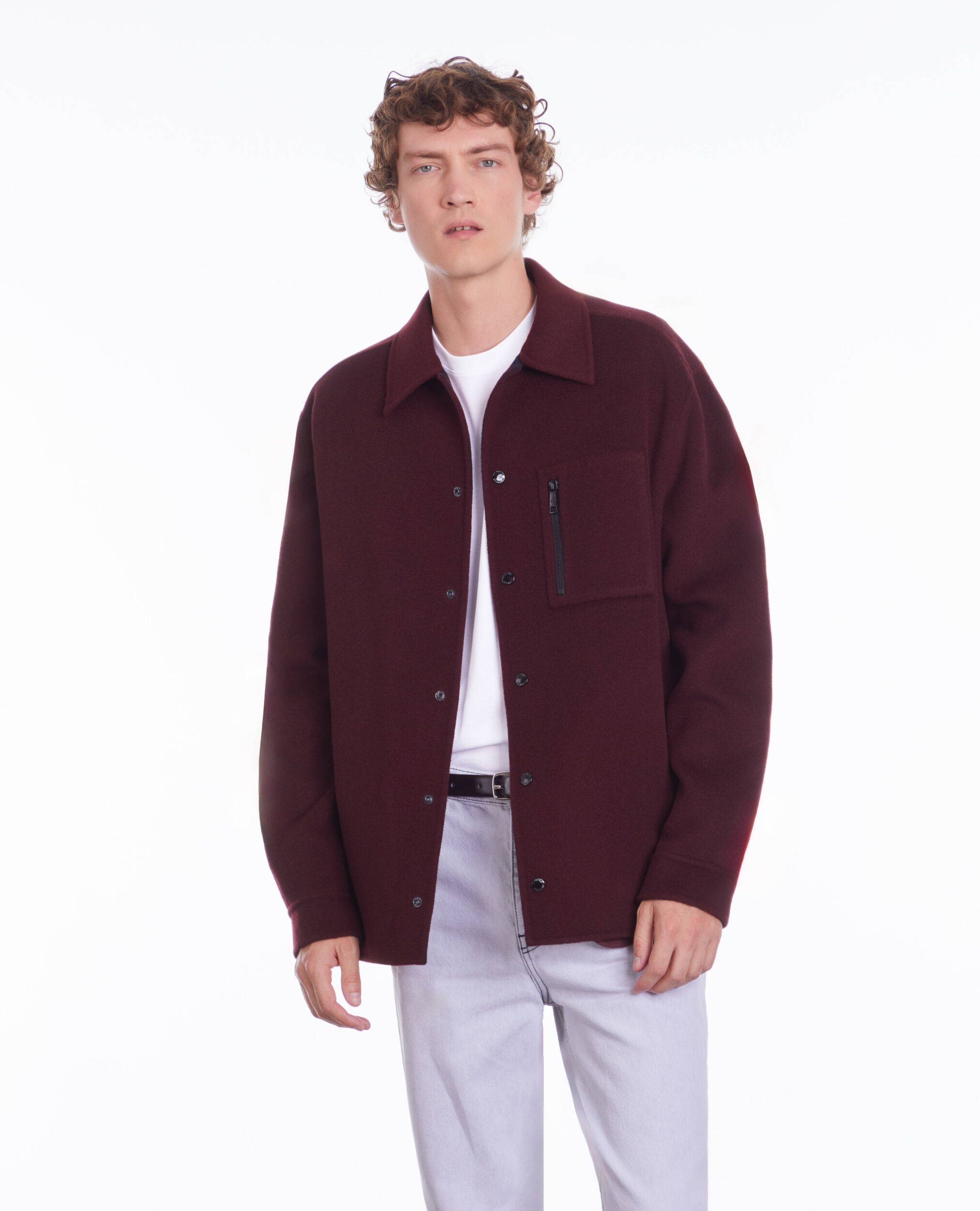 Burgundy wool-blend overshirt jacket BORDEAUX / NAVY