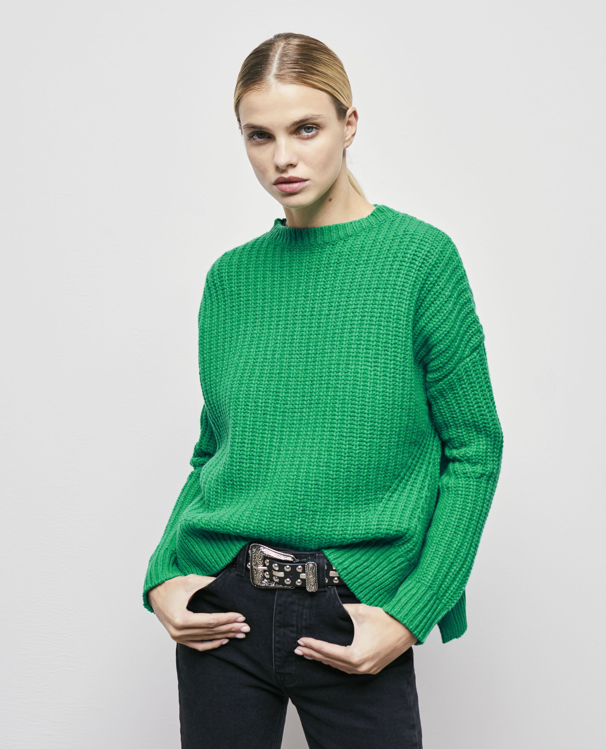 Green wool sweater GREEN