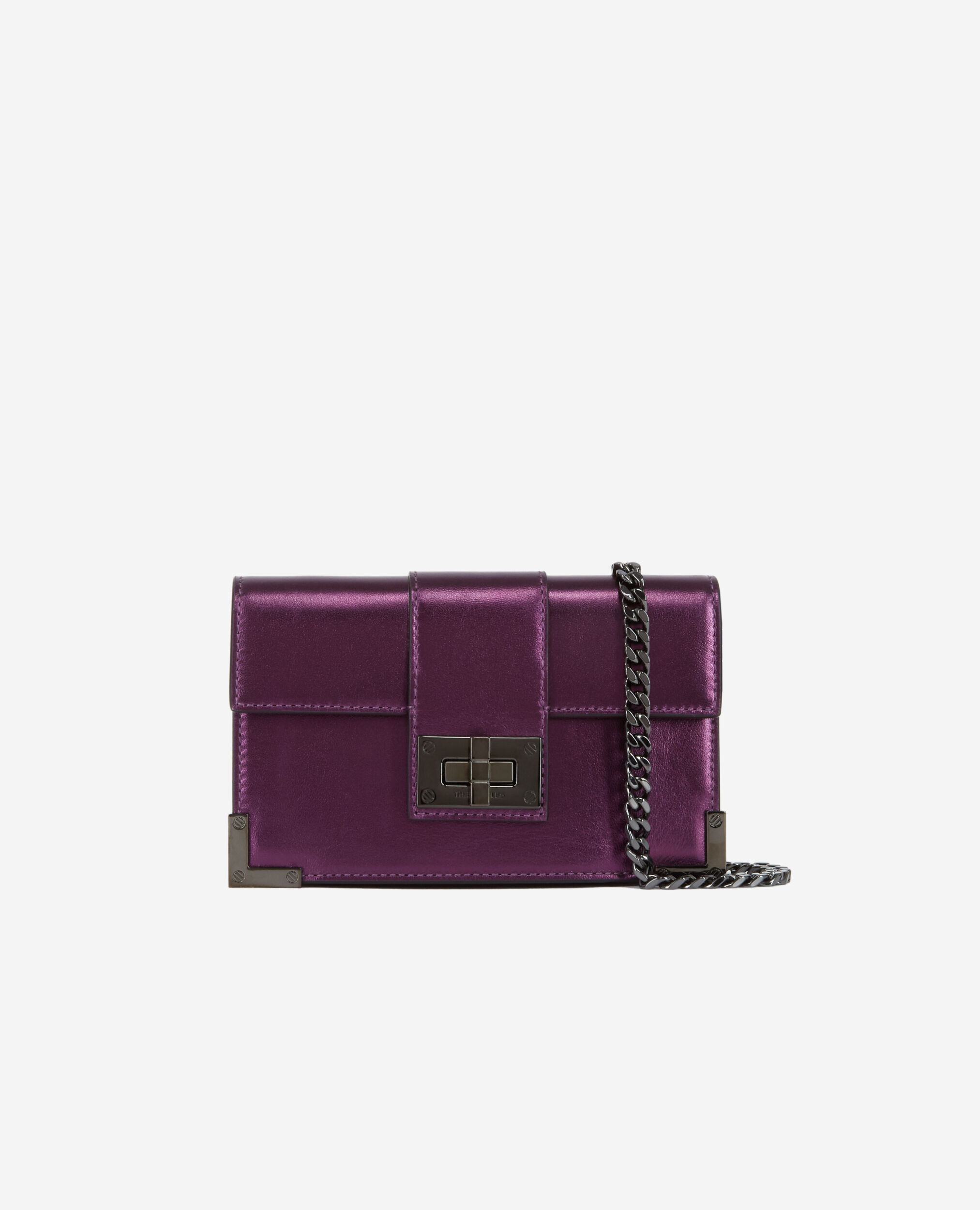 Small Emily clutch bag in purple leather PURPLE