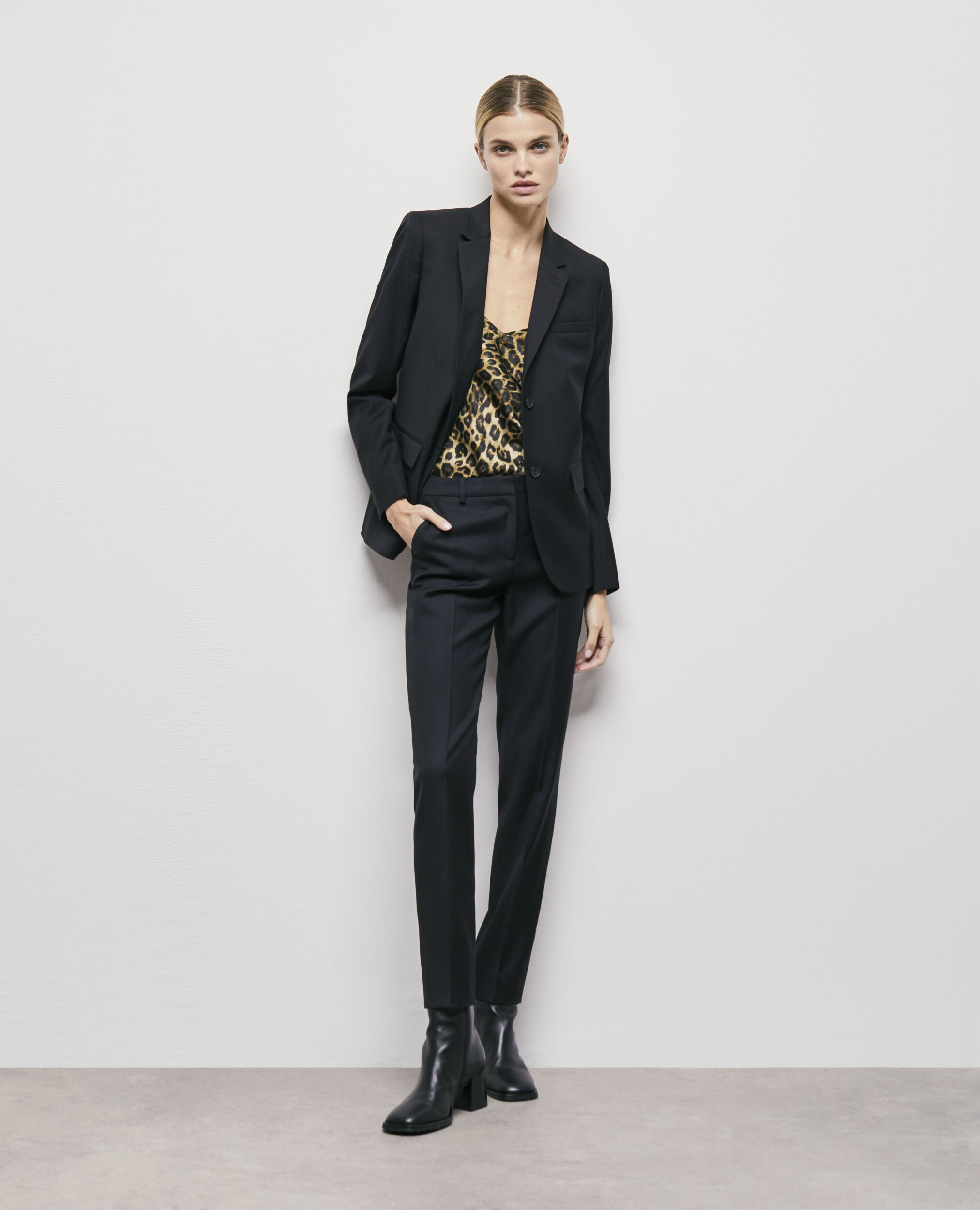 Black wool suit pants BLACK