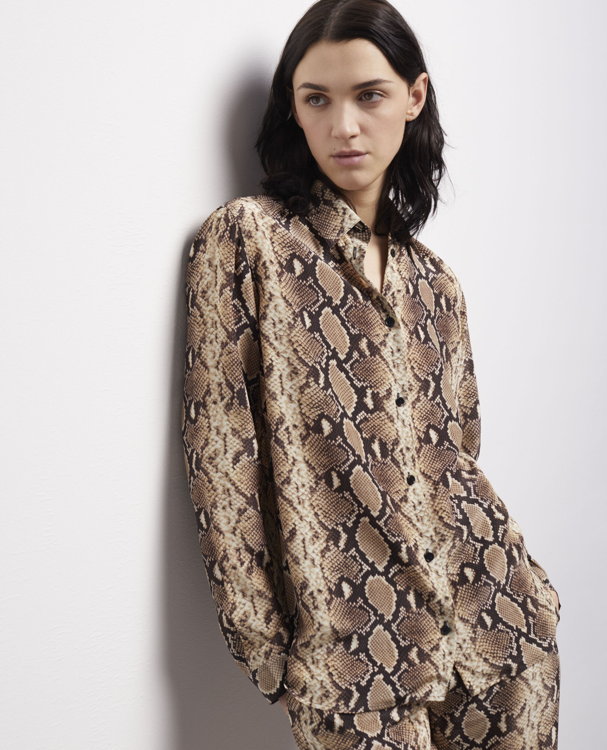 Snakeskin print shirt BEIGE