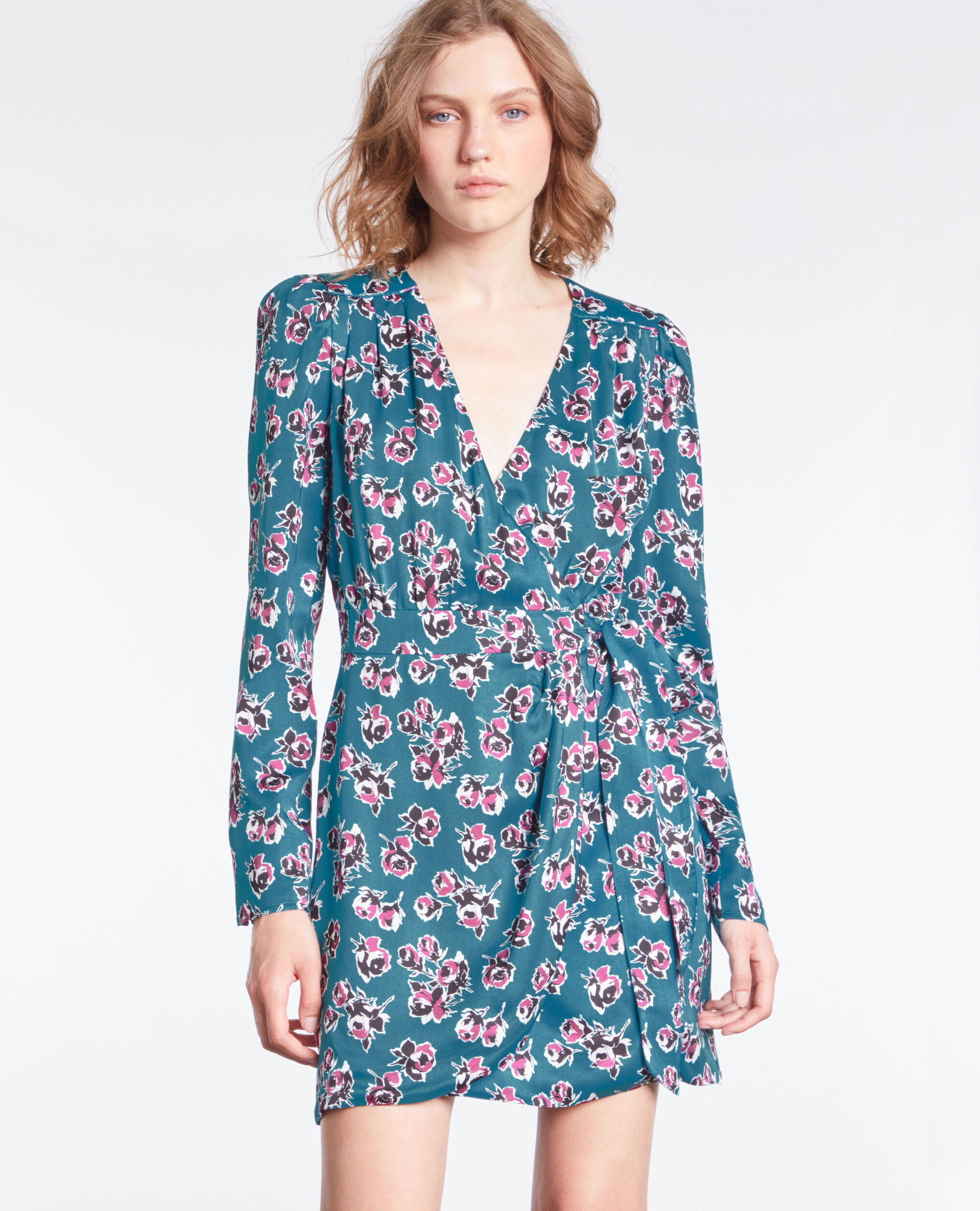 Short printed wrap dress PINK - BLUE