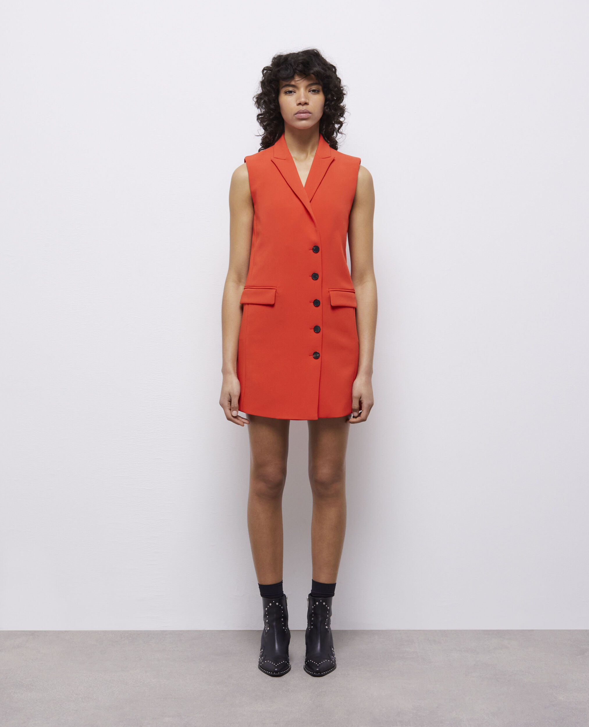 Short orange tailored dress ORANGE
