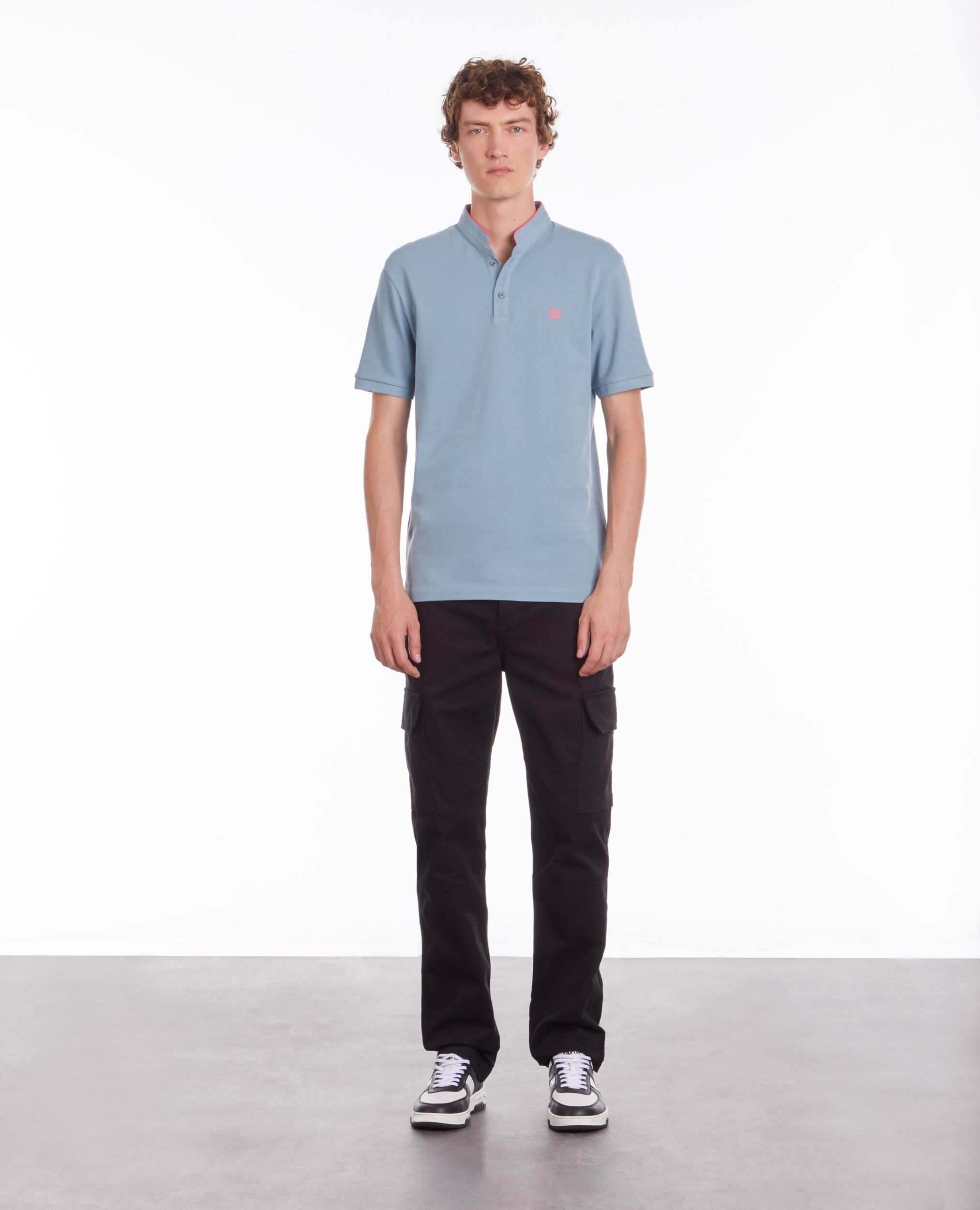 Light blue cotton polo t-shirt BLUE GREY