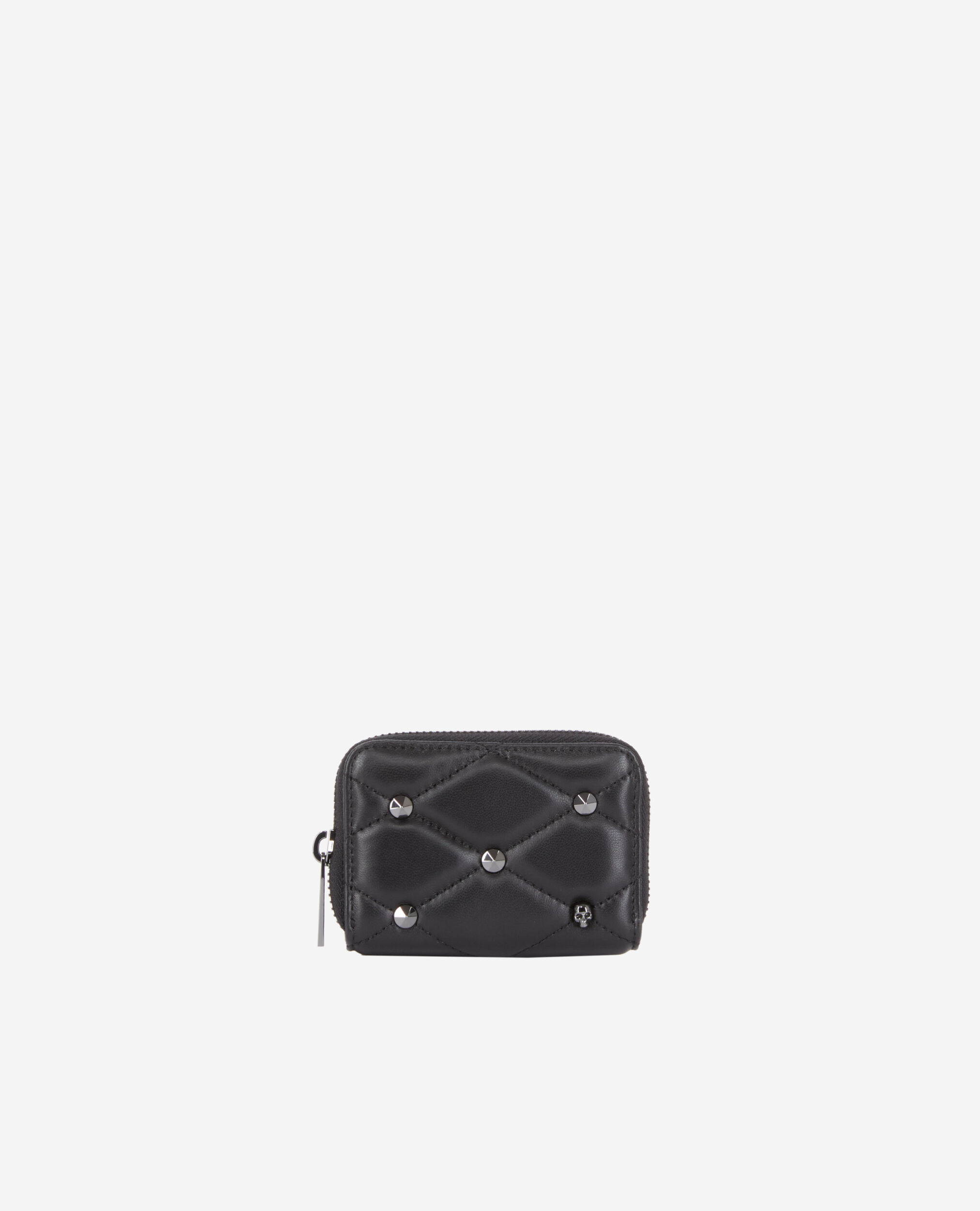 Black quilted leather coin purse BLACK