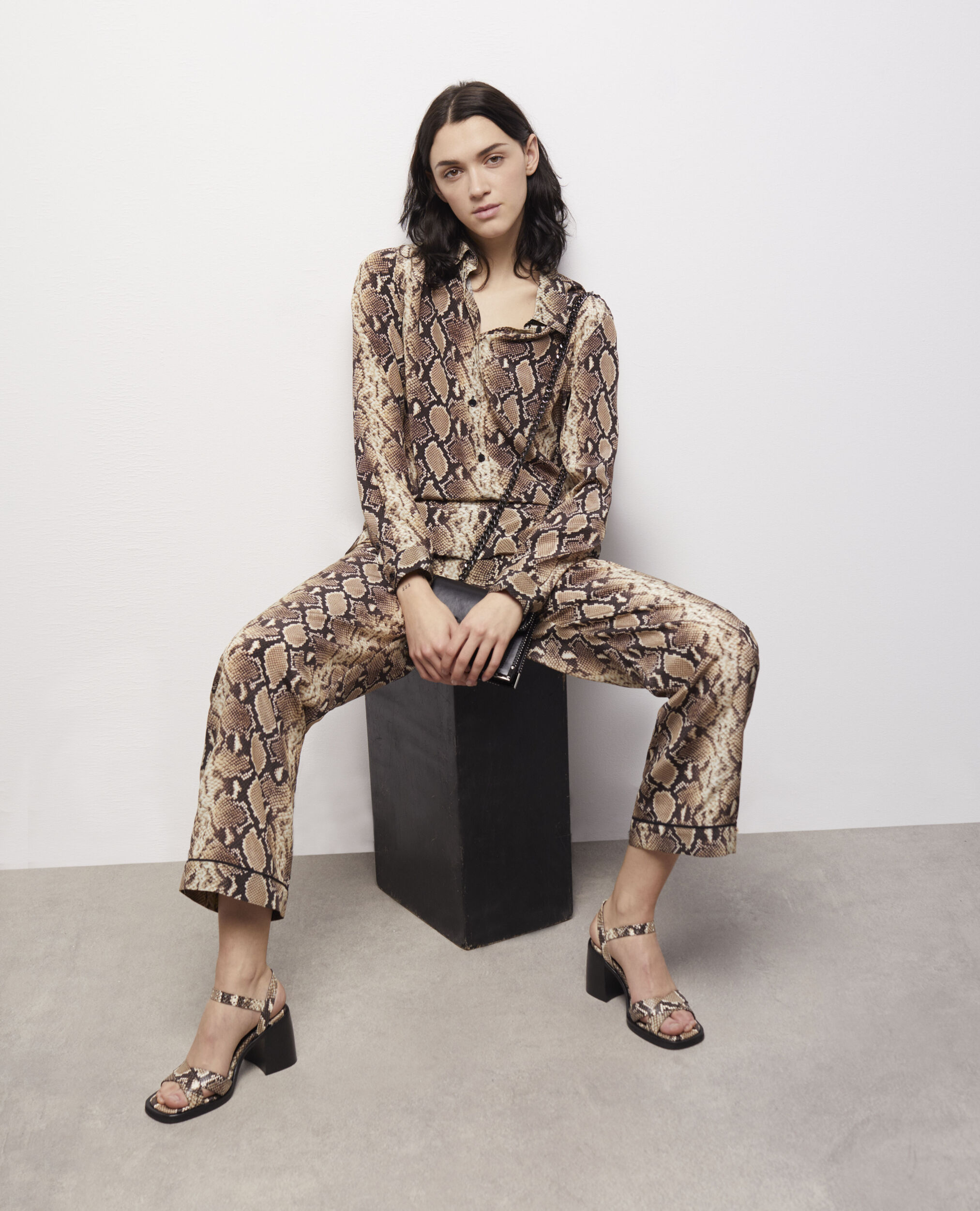 Snakeskin print shirt BEIGE