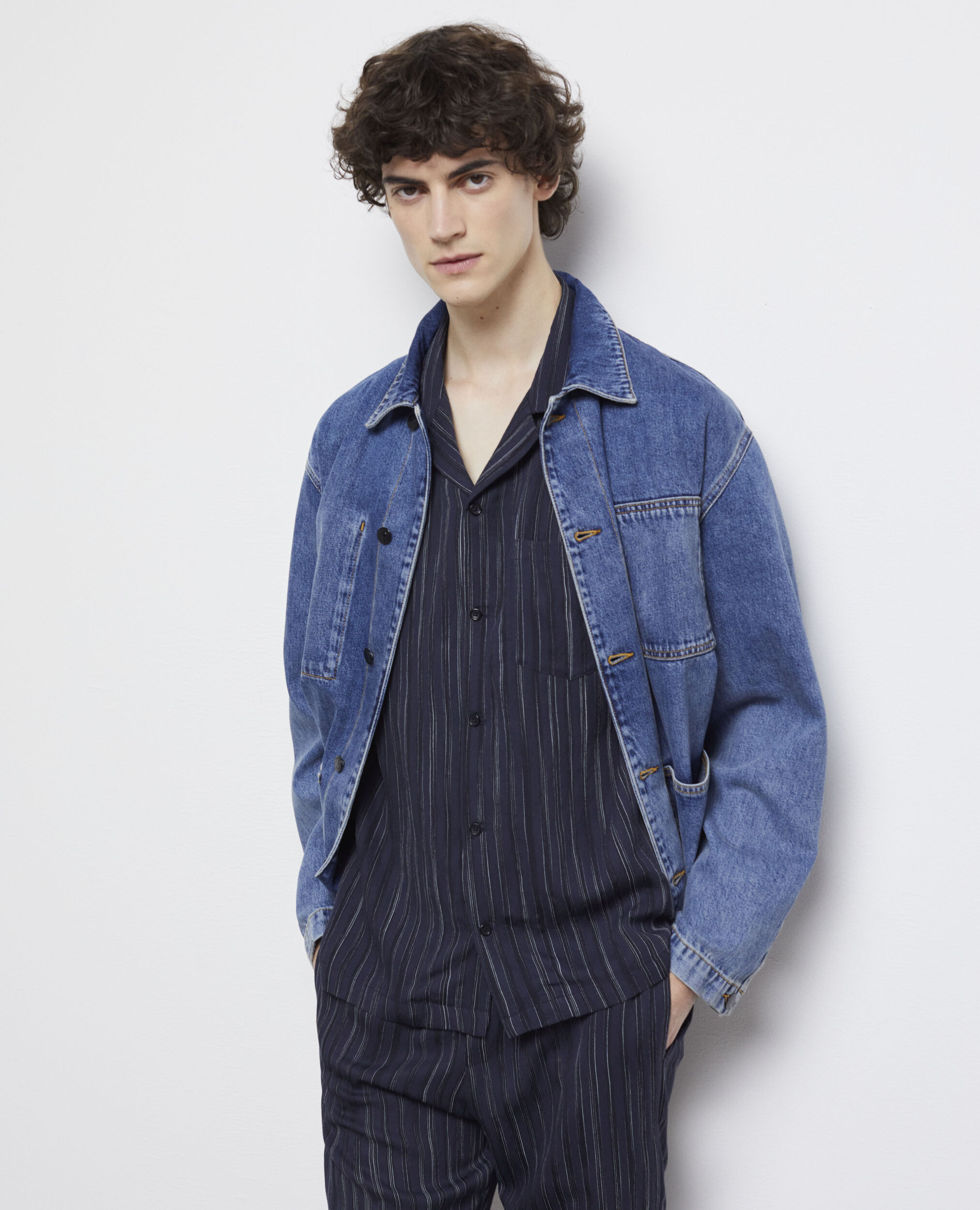 Navy blue striped shirt DARK NAVY-ECRU