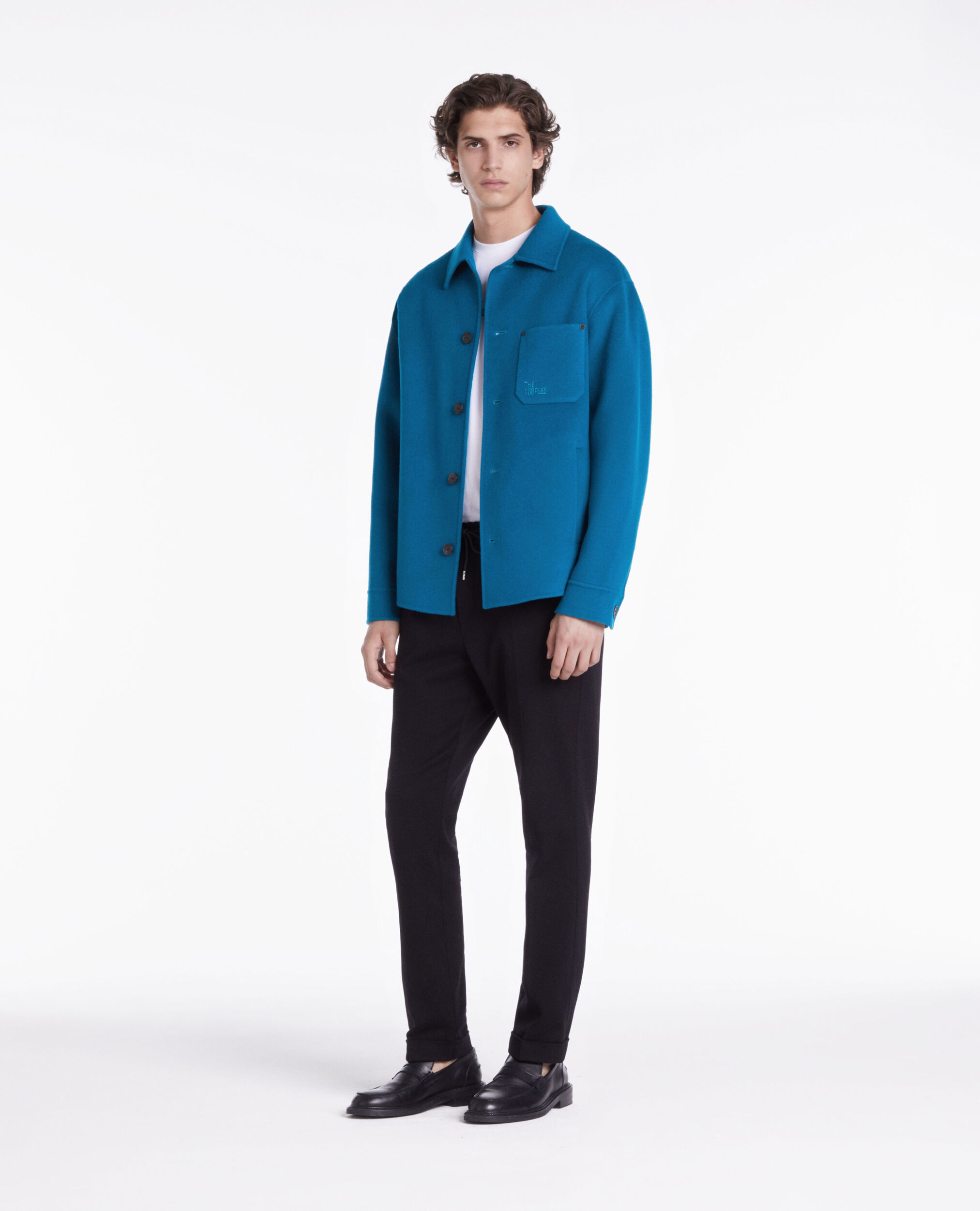 Blue wool overshirt style jacket MEDIUM BLUE