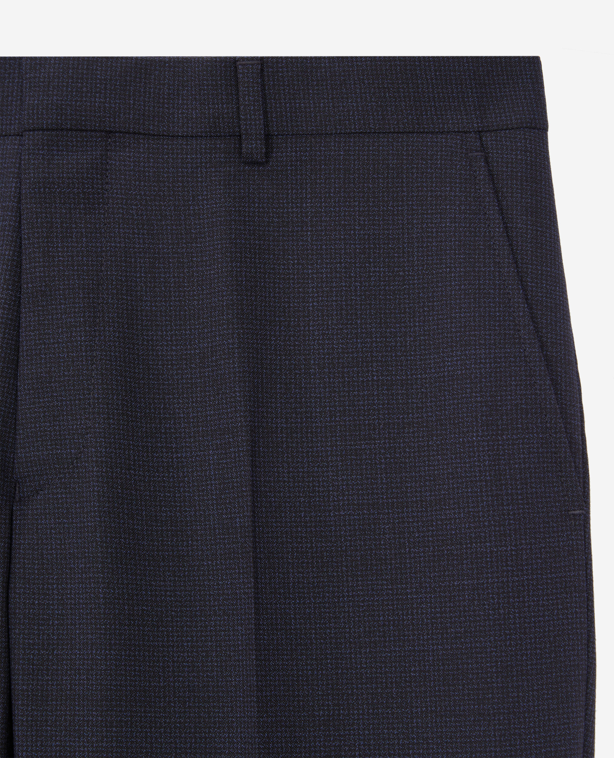 Navy blue micro-pattern wool suit trousers NAVY / BLACK