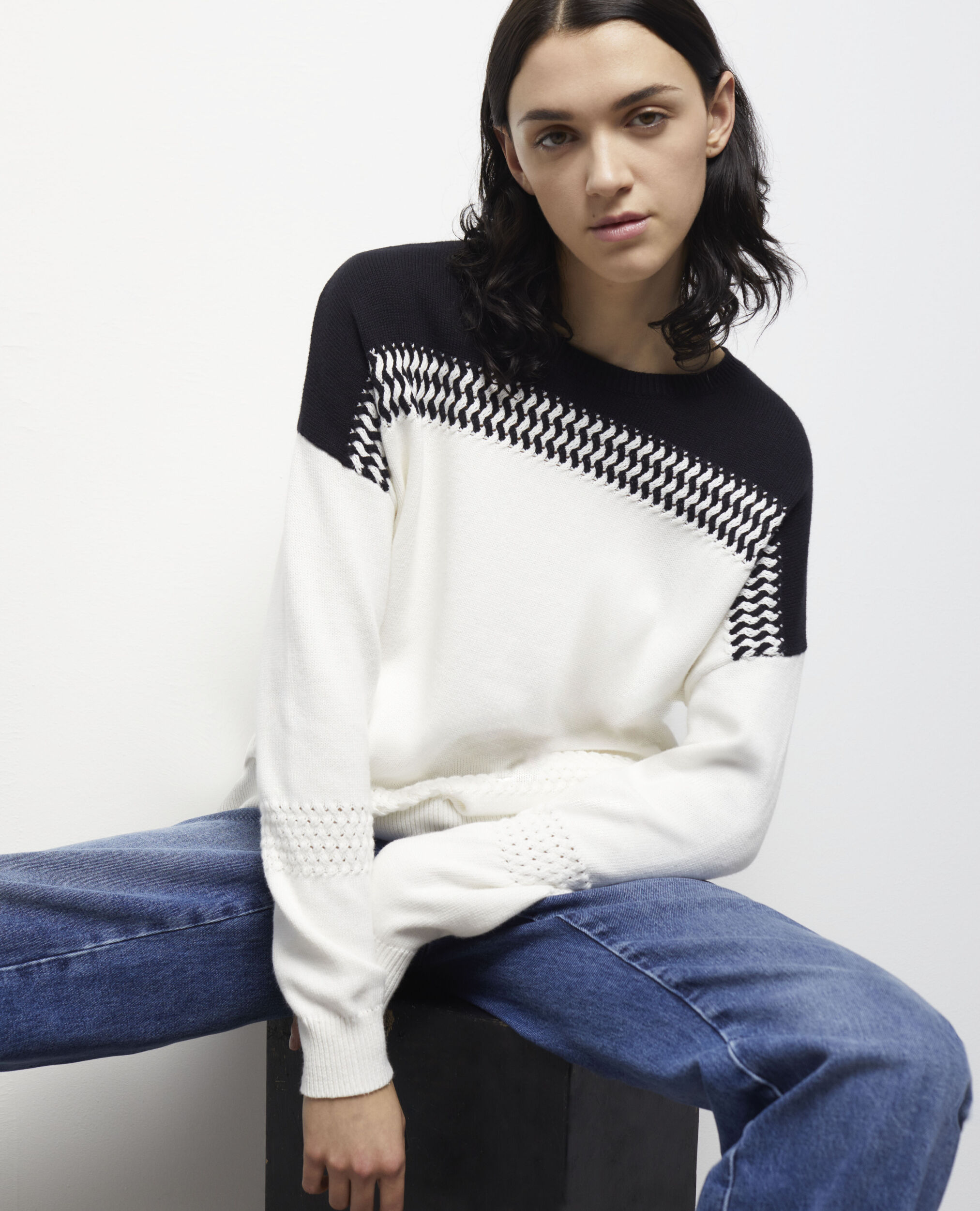 Two-tone jumper WHITE / BLACK