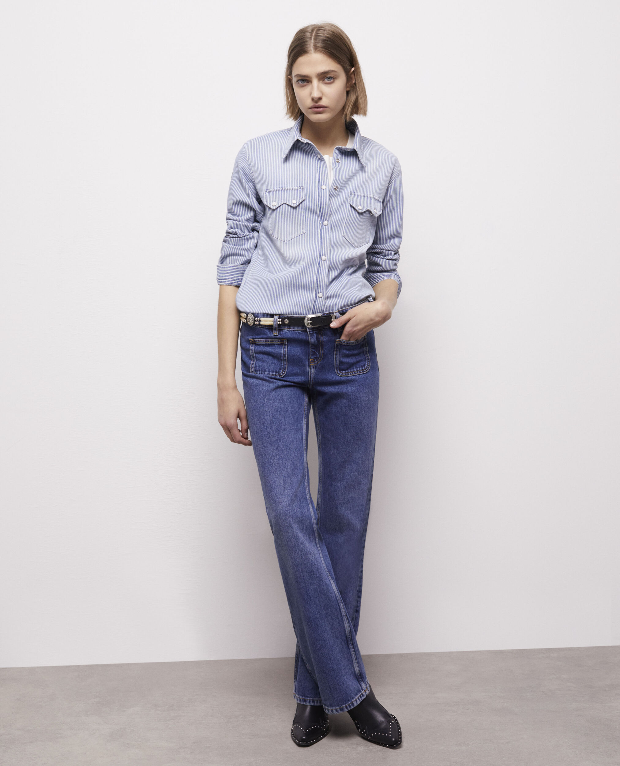 Blue and white striped shirt BLUE DENIM