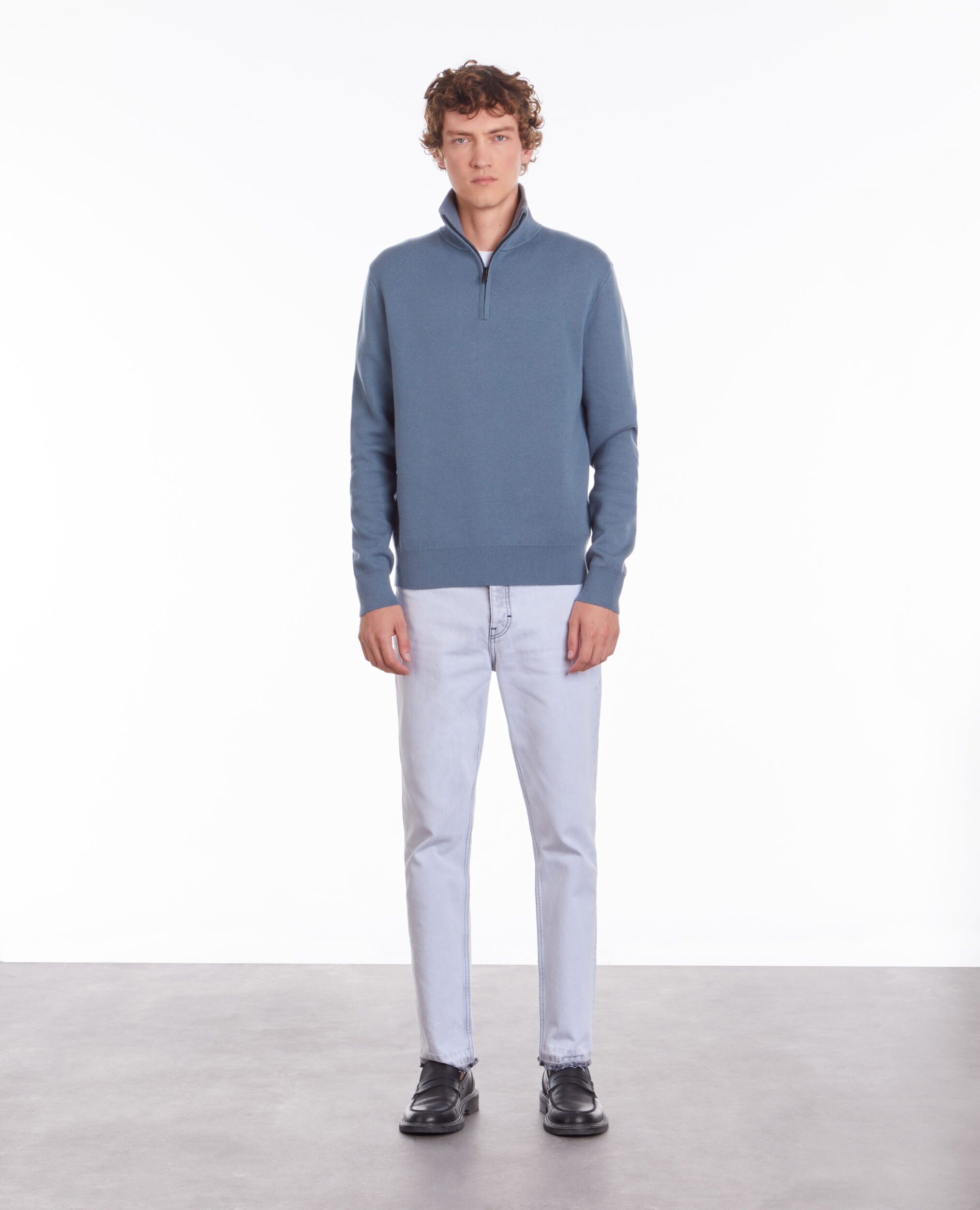 Blue sweater with debossed logo BLUE GREY