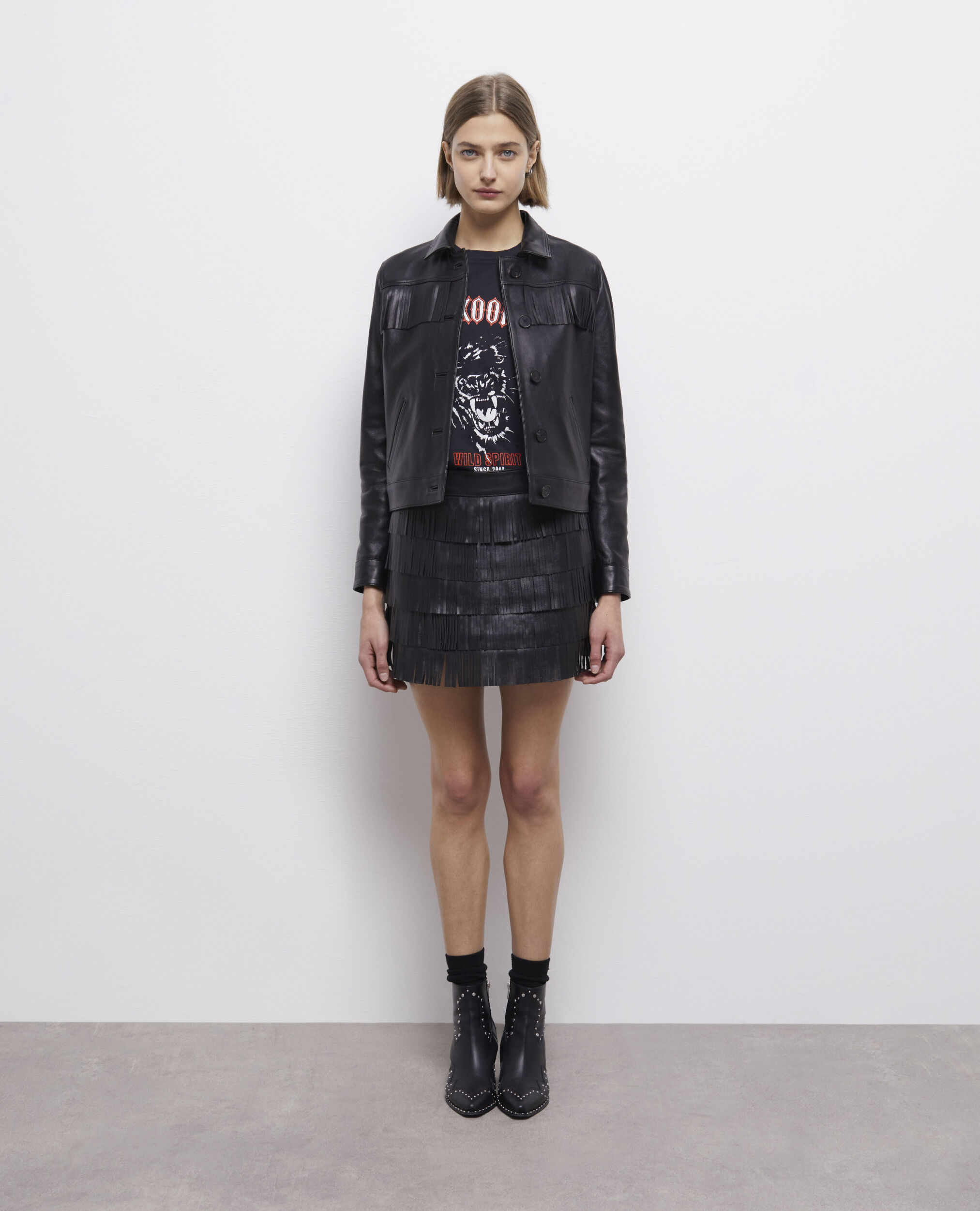 Black leather jacket BLACK