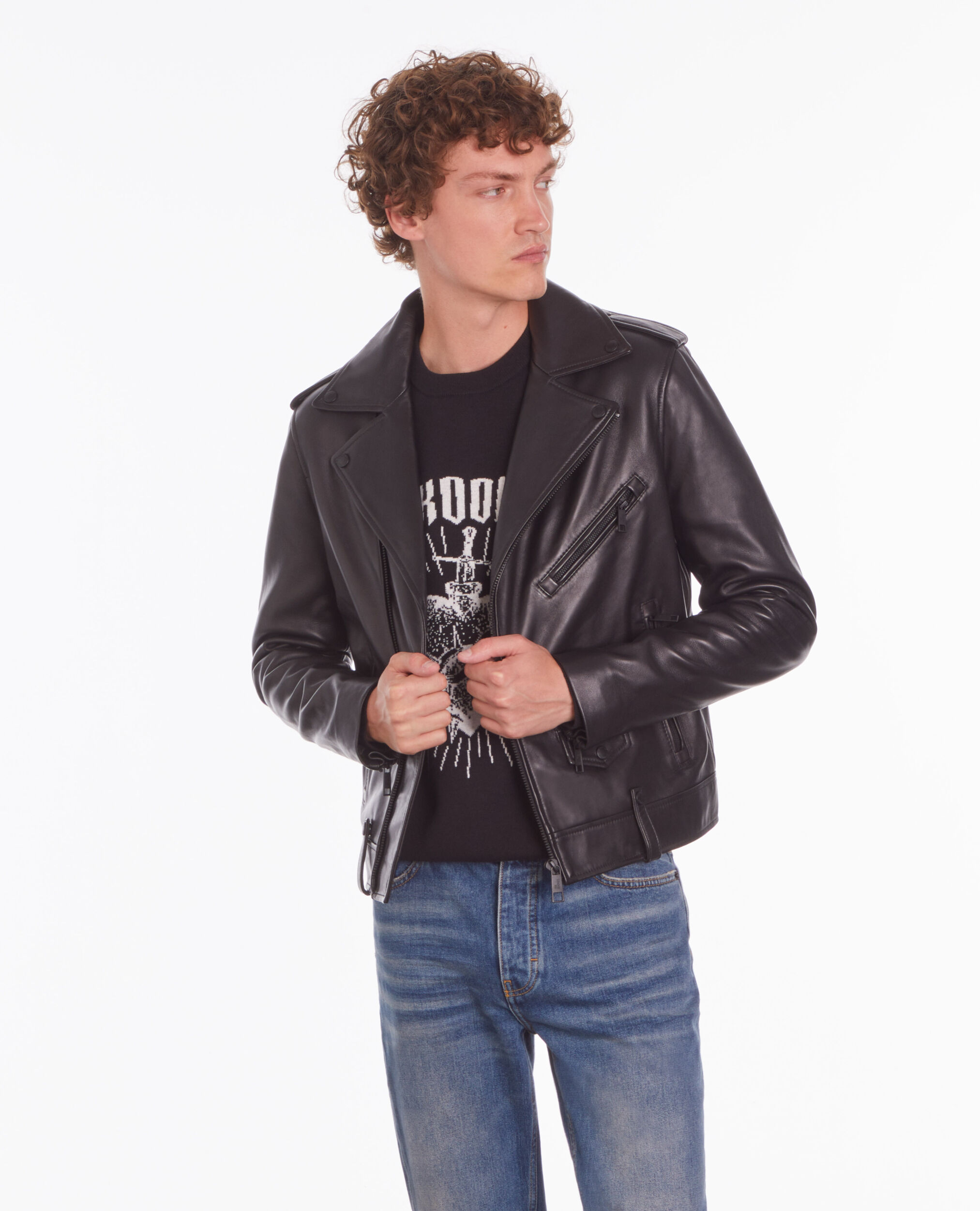Black leather biker jacket BLACK