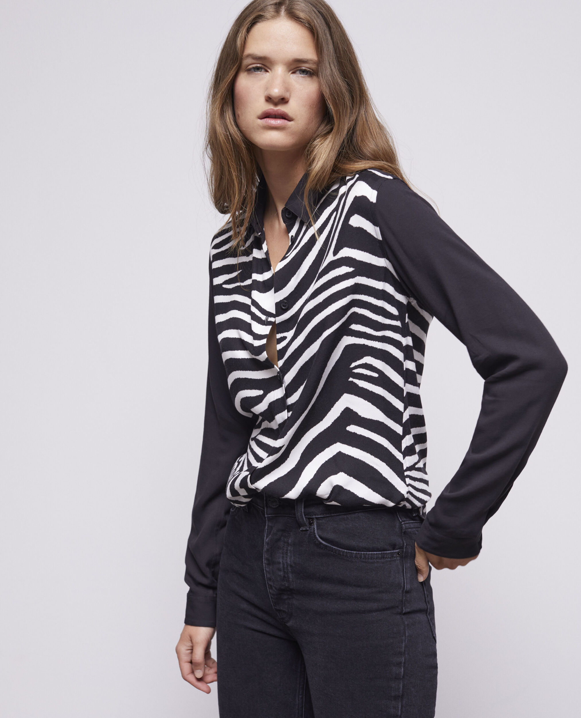 Printed shirt BLACK WHITE