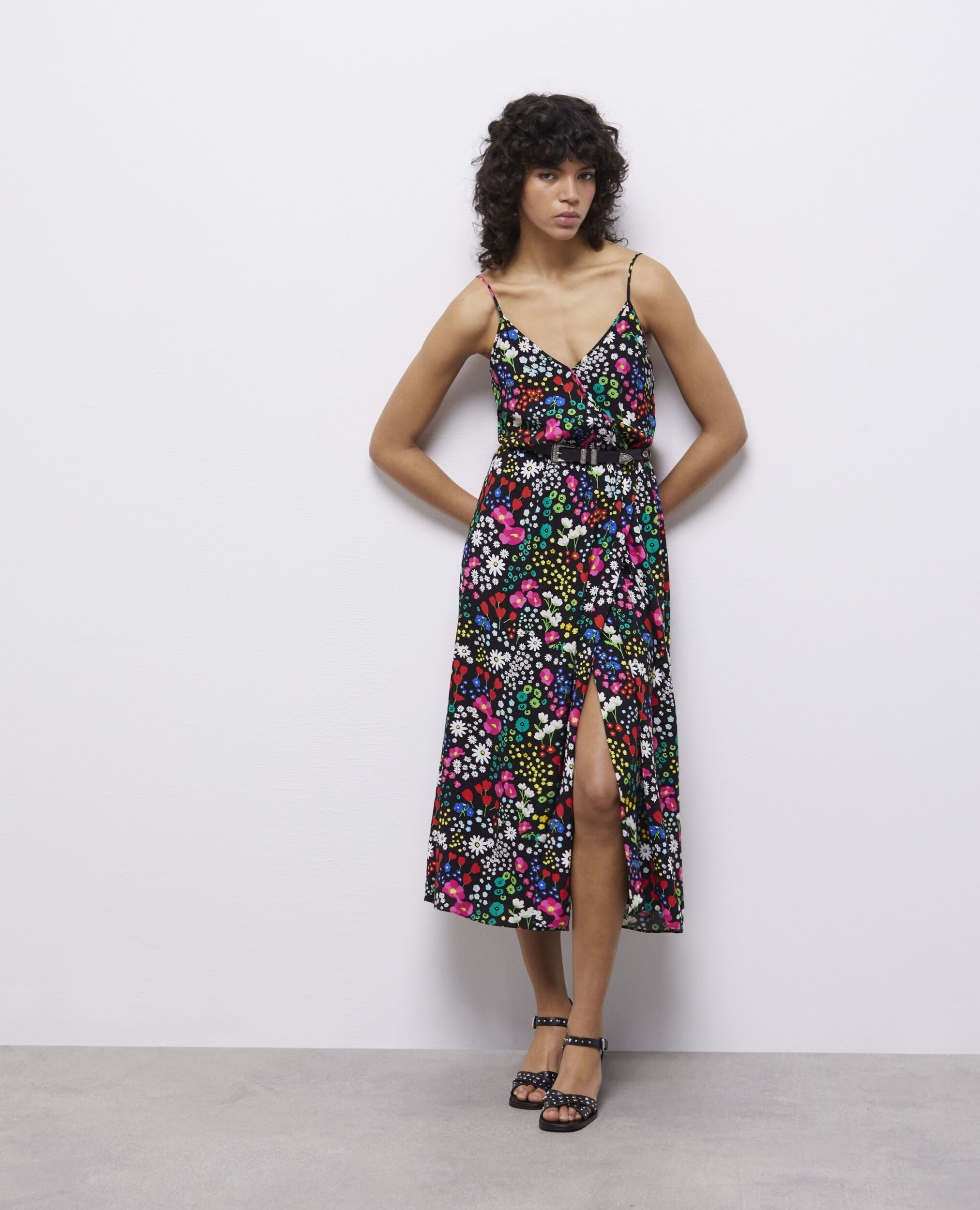 Long printed wrap dress MULTICOLOR