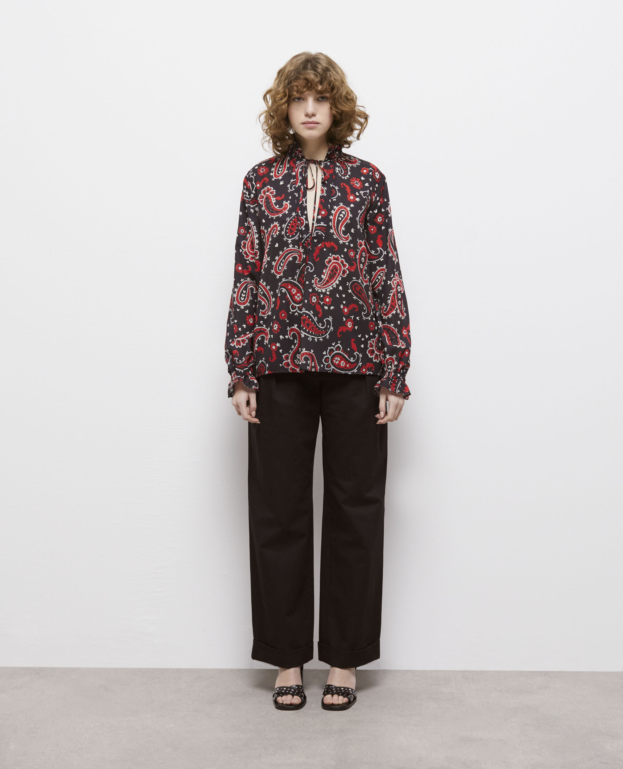 Printed blouse BLACK - RED