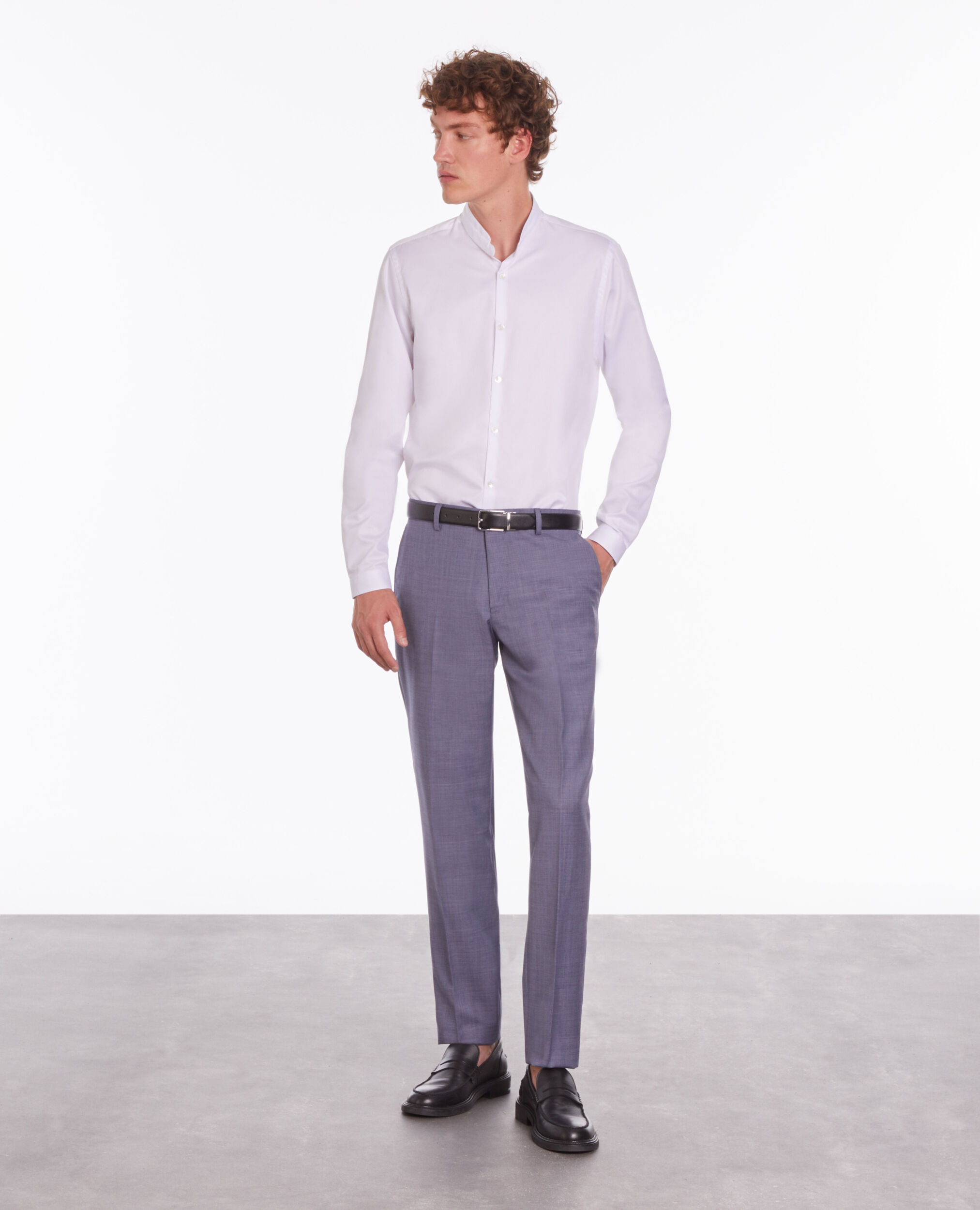 Blue and grey checkered wool suit trousers LIGHT BLUE