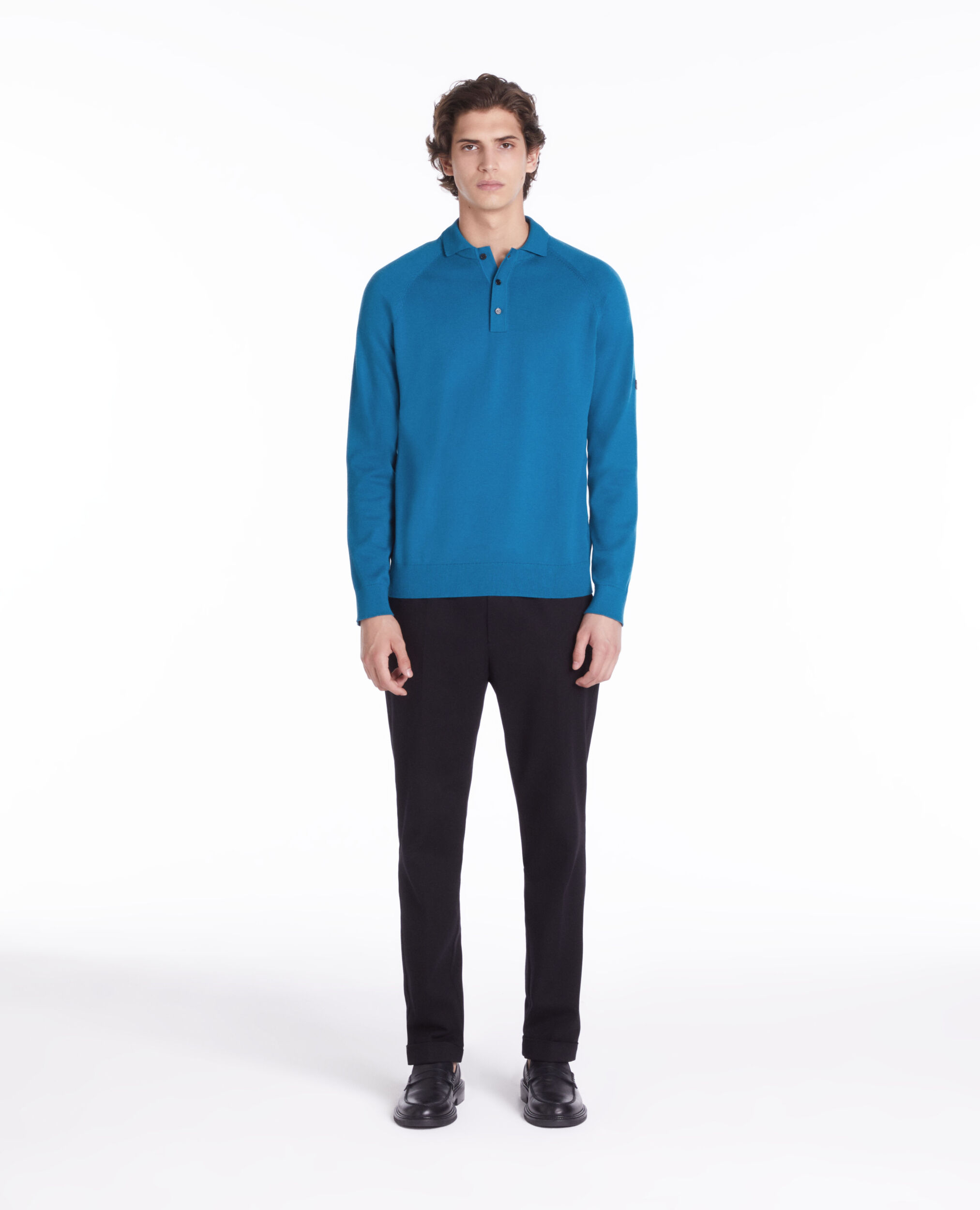 Blue knit polo t-shirt MEDIUM BLUE