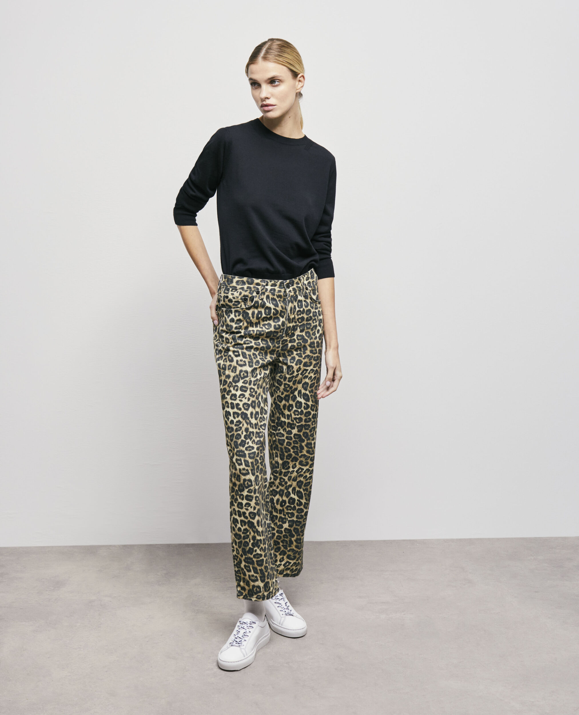 Leopard print straight-cut jeans LEOPARD