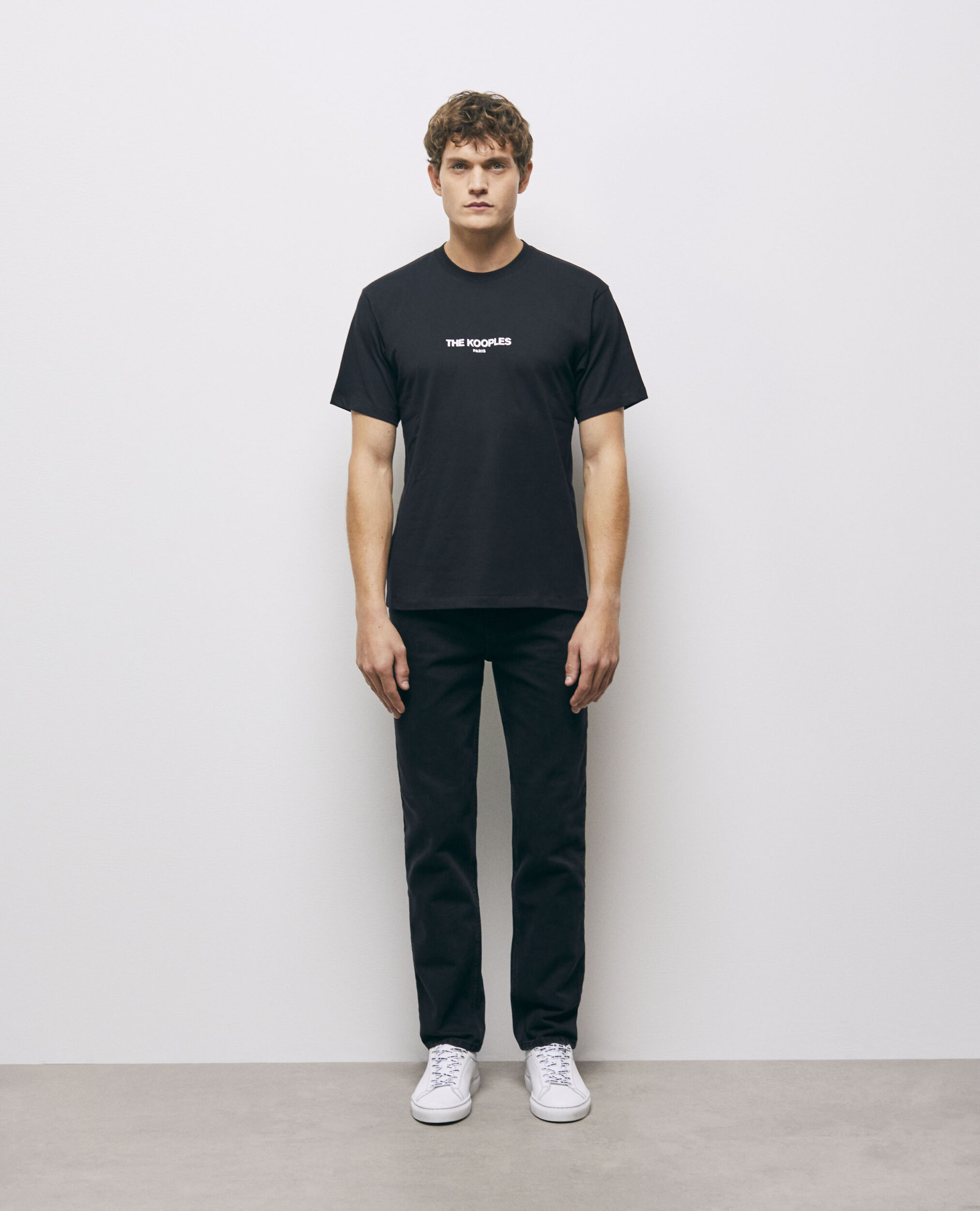 Men's black printed cotton t-shirt BLACK