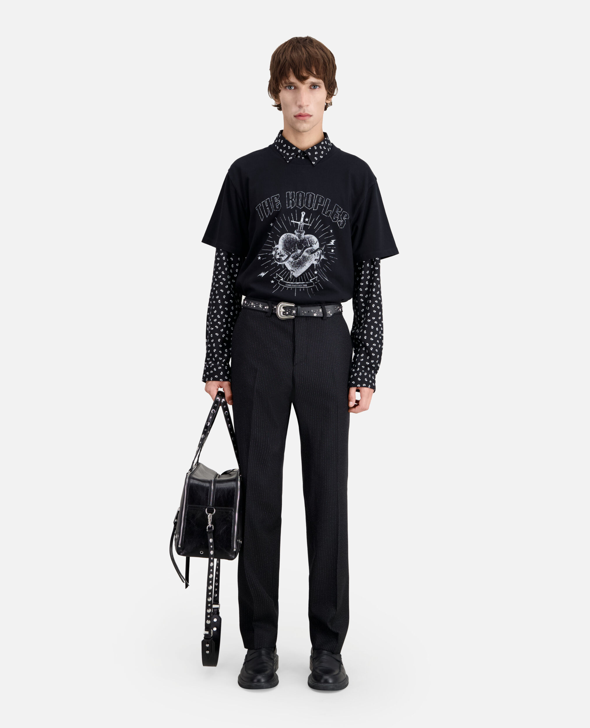 Black striped suit trousers BLACK-ECRU