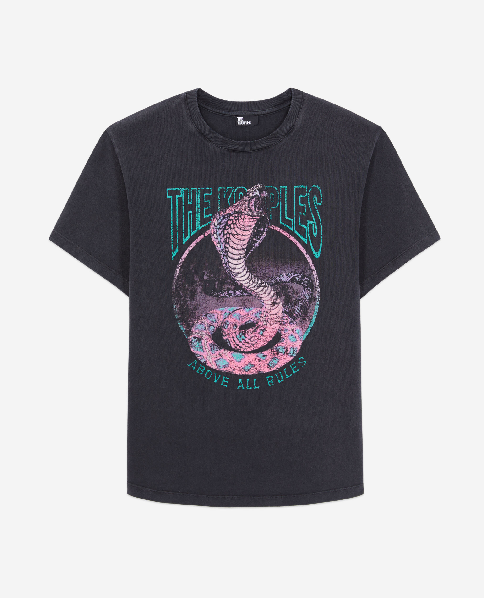 Women's black t-shirt with cobra serigraphy BLACK / PINK
