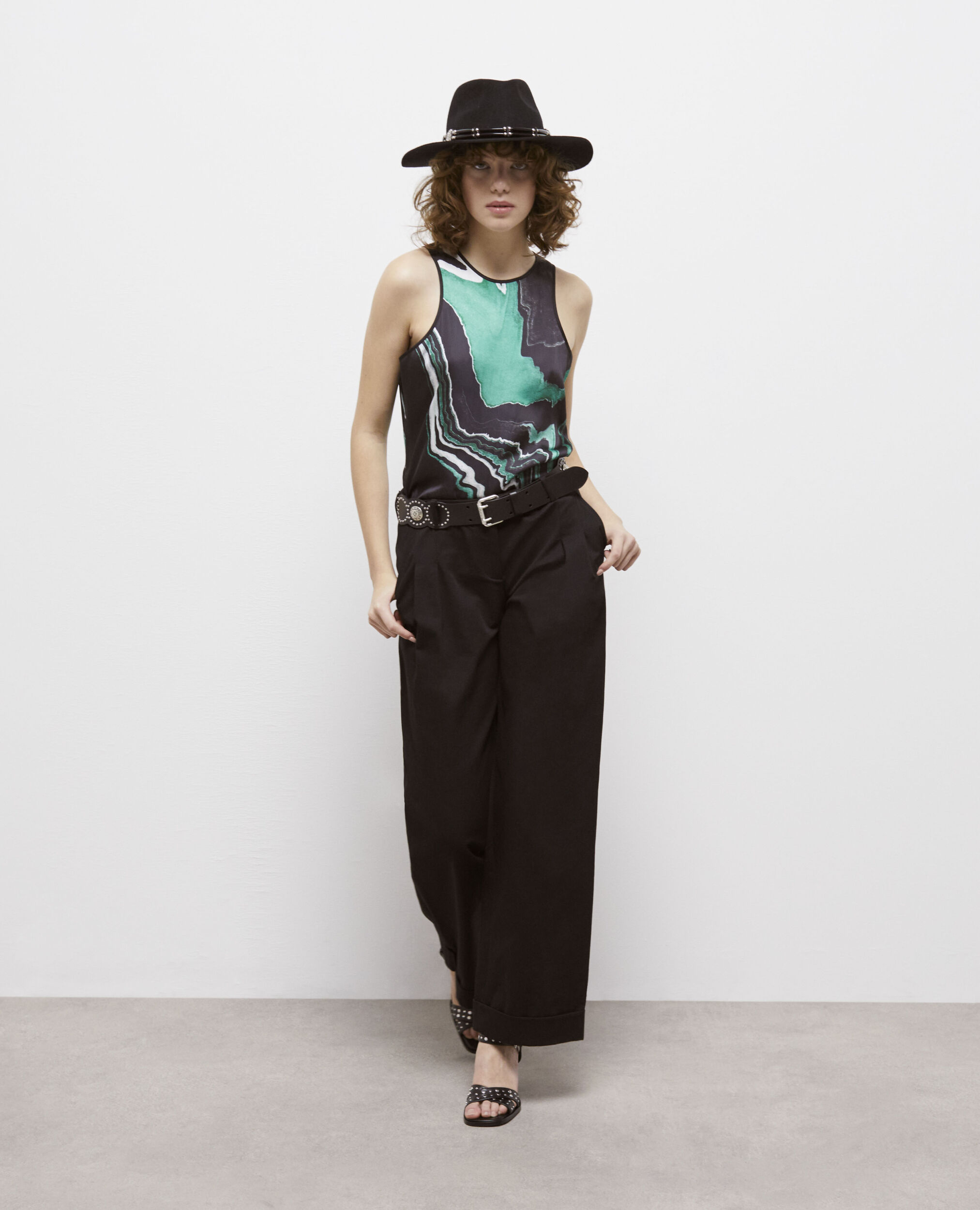 Printed top BLACK / GREEN