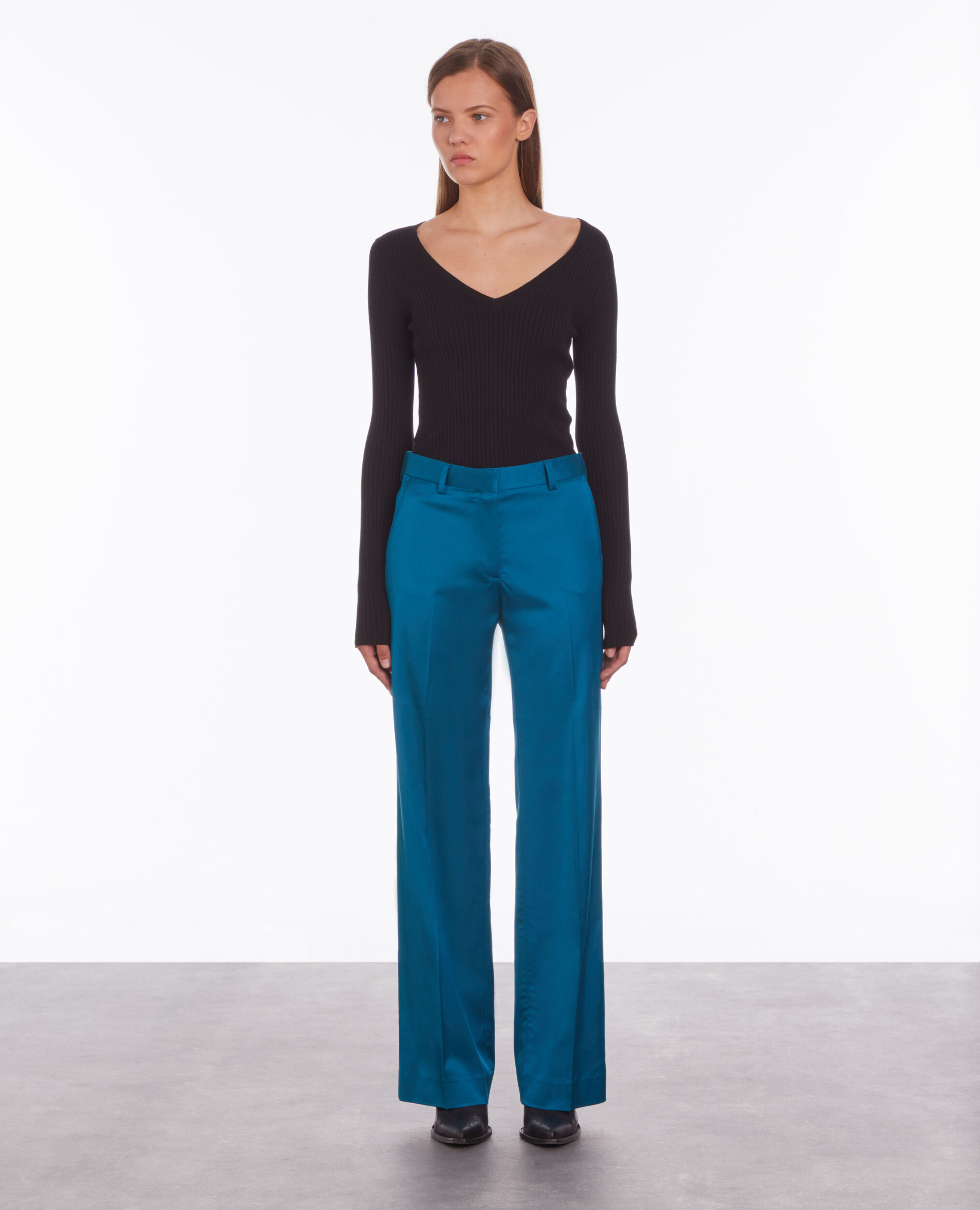 Blue satin suit trousers DEEP BLUE