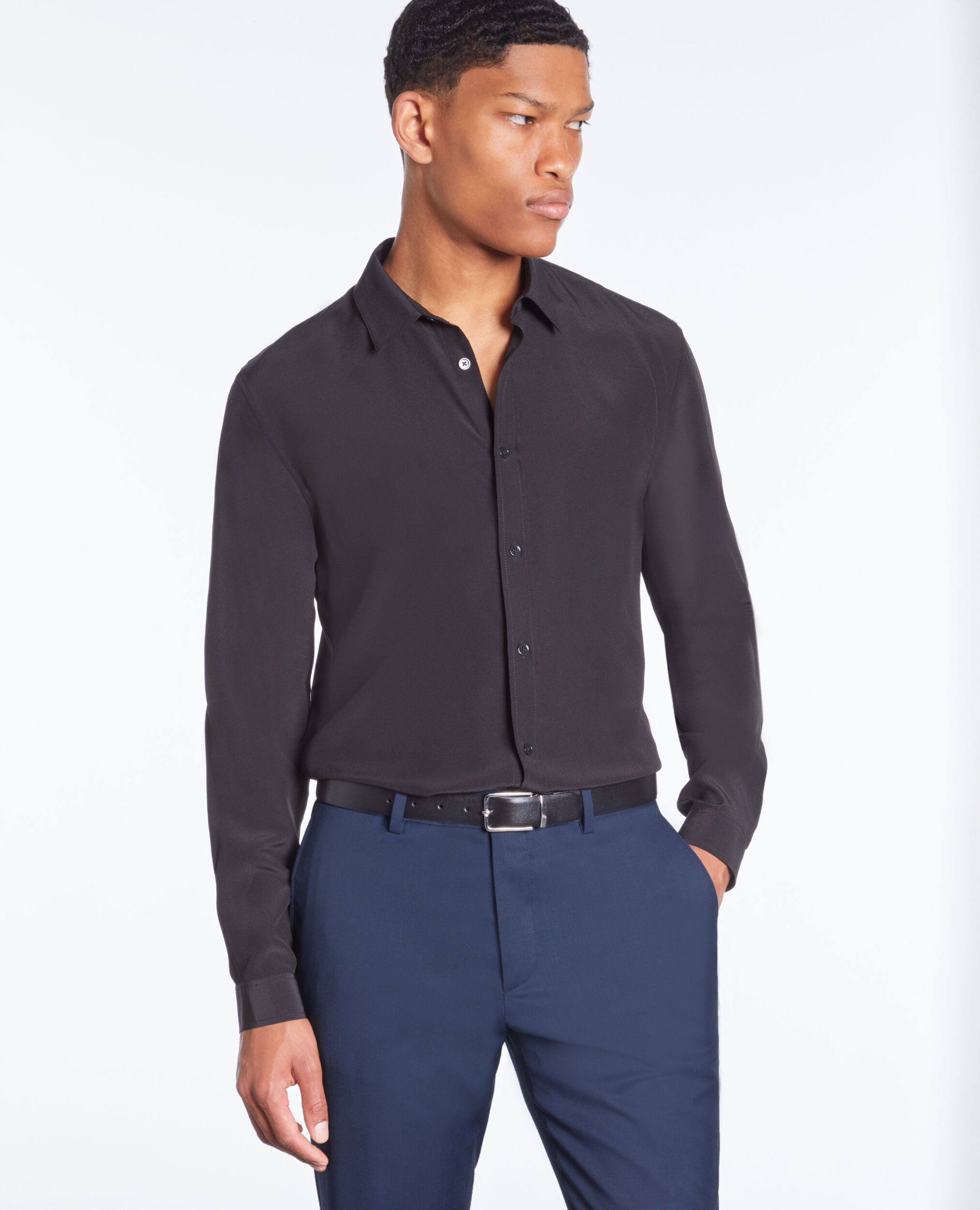 Black silk shirt BLACK