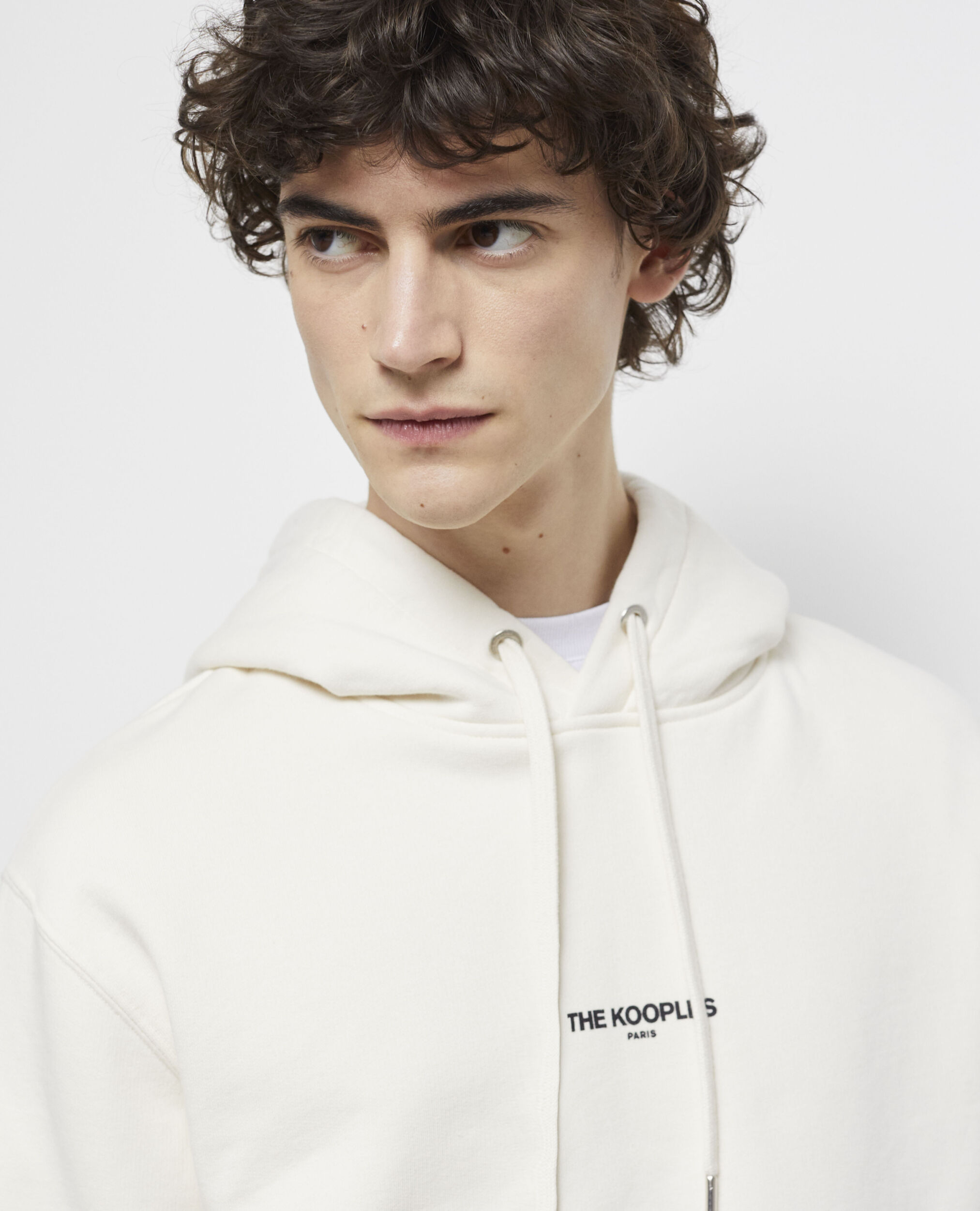 Ecru hoodie with pouch pocket OFF WHITE
